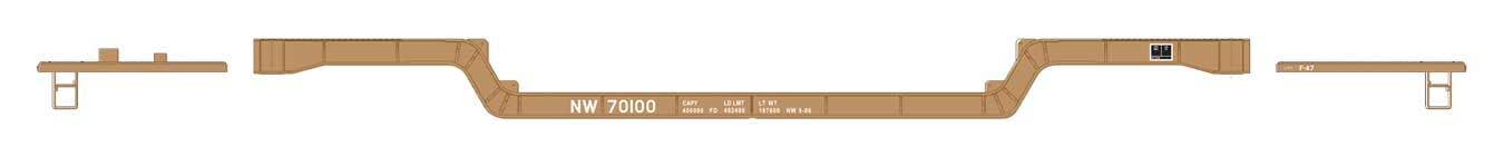 PREORDER Walthers Mainline HO 910-50231 81' 8-Axle Depressed Center Flatcar, Norfolk & Western #70100