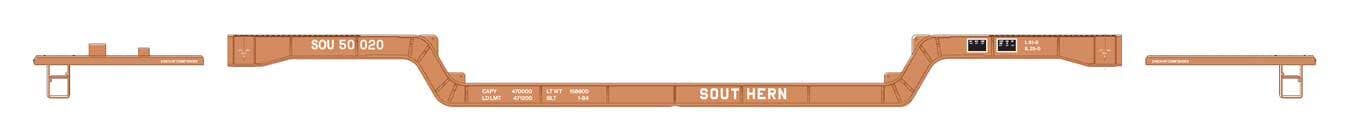 PREORDER Walthers Mainline HO 910-50234 81' 8-Axle Depressed Center Flatcar, Southern #50020