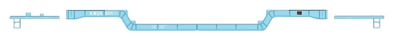 PREORDER Walthers Mainline HO 910-50240 81' 8-Axle Depressed Center Flatcar, Siemens Westinghouse KWUX #501