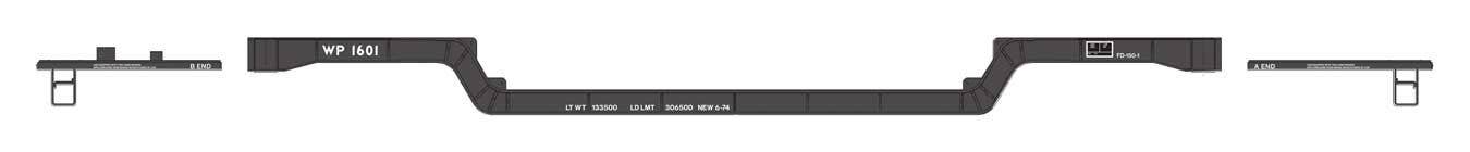 PREORDER Walthers Mainline HO 910-50244 81' 8-Axle Depressed Center Flatcar, Western Pacific #1601