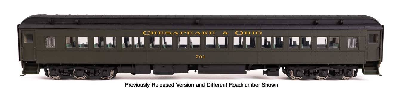 Walthers Proto HO 920-17606 Lighted 82' Pullman-Built Heavyweight Paired-Window Coach, Chesapeake & Ohio #717