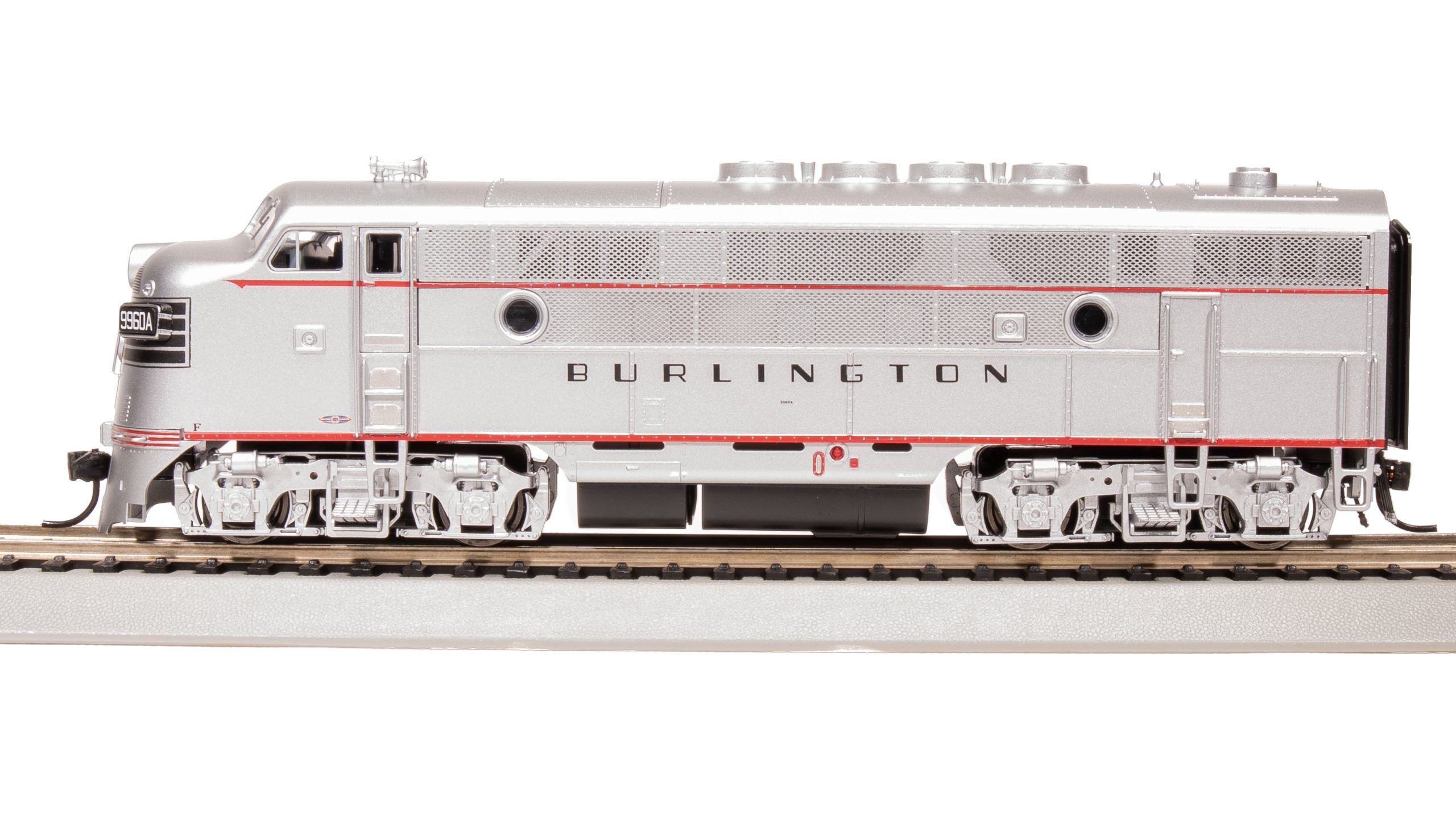 BLI 8334 EMD F3A, CBQ 9960C, Aluminum w/ Black Nose Stripes, No-Sound / DCC-Ready, HO