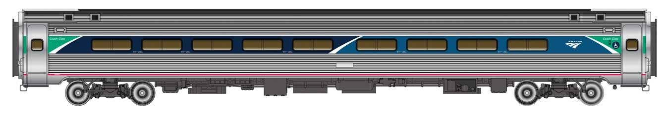 PREORDER Walthers Proto HO 920-12219 85' Amfleet I 84-Seat Coach Lighted, Amtrak Phase VII