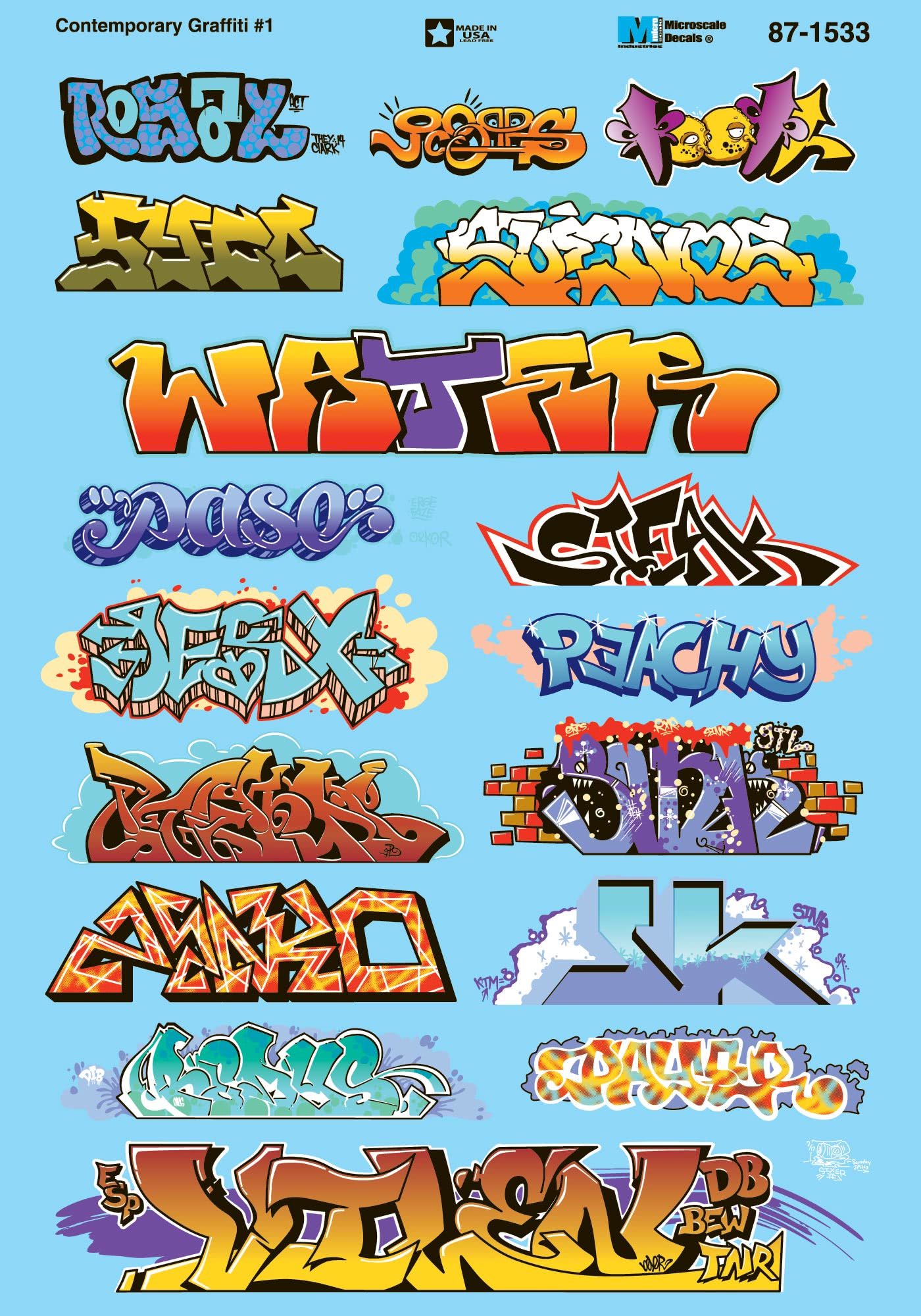 Microscale N 60-1533 Graffiti Decal Set, Contemporary (Set #1)