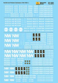 Microscale Industries 87-482 Norfolk & Western - N&W -- Cabooses (red, white) 1940-1980, HO Scale