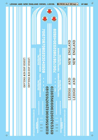 Microscale HO 87-882 Lehigh & New England, Diesels (1948-1961)