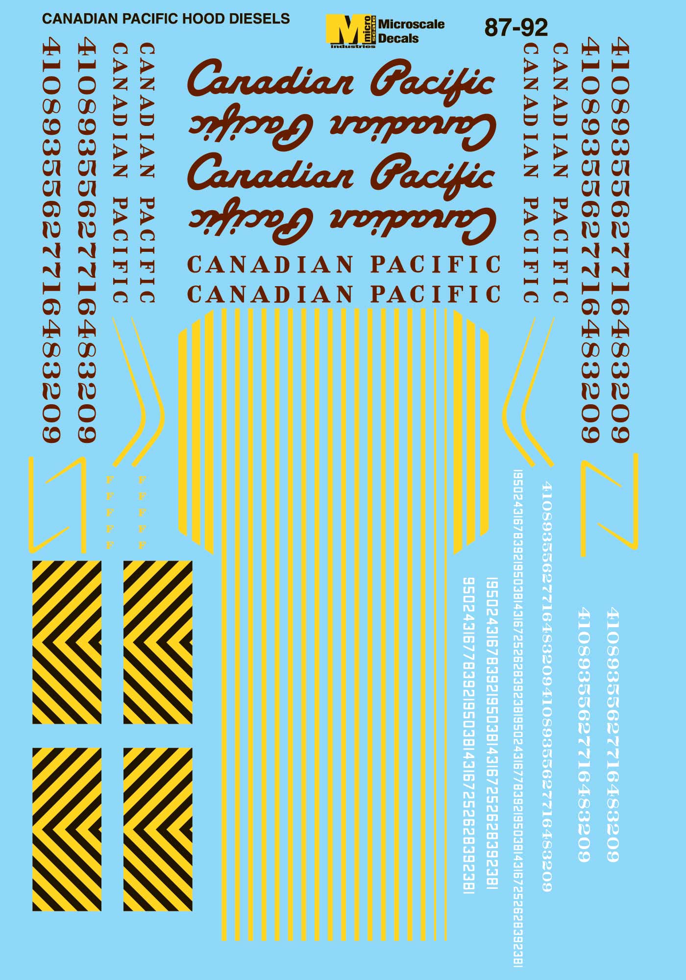 Microscale HO 87-92 Canadian Pacific, Hood Unit Diesels (Maroon & Gray 1945-1969)