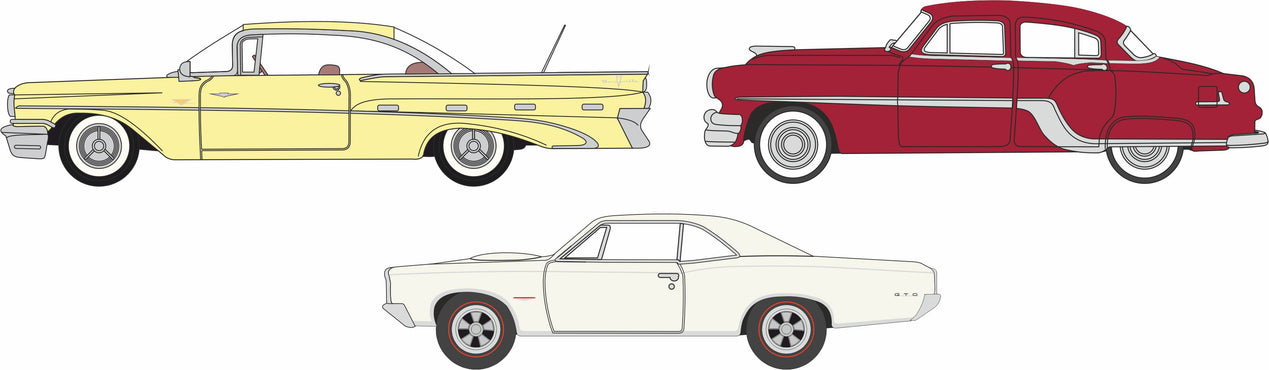 PREORDER Oxford Diecast HO 87SET004 Pontiac 100th Anniversary Set, Centenary (3-Pack)