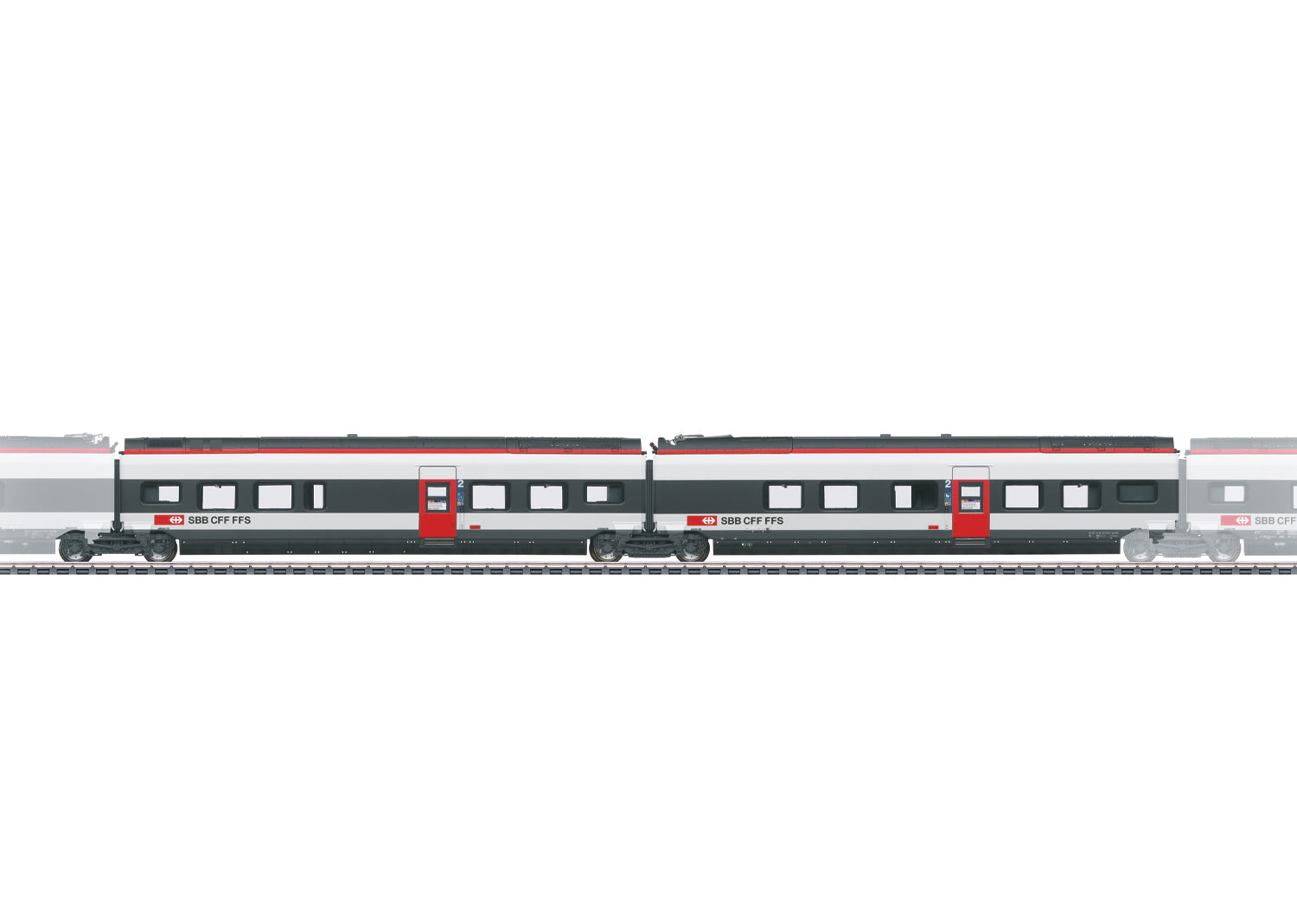 PREORDER Marklin HO 43451 Class RABe 501 022 Giruno Add-On Passenger Car Set 1, Swiss Federal Railway (2-Pack)