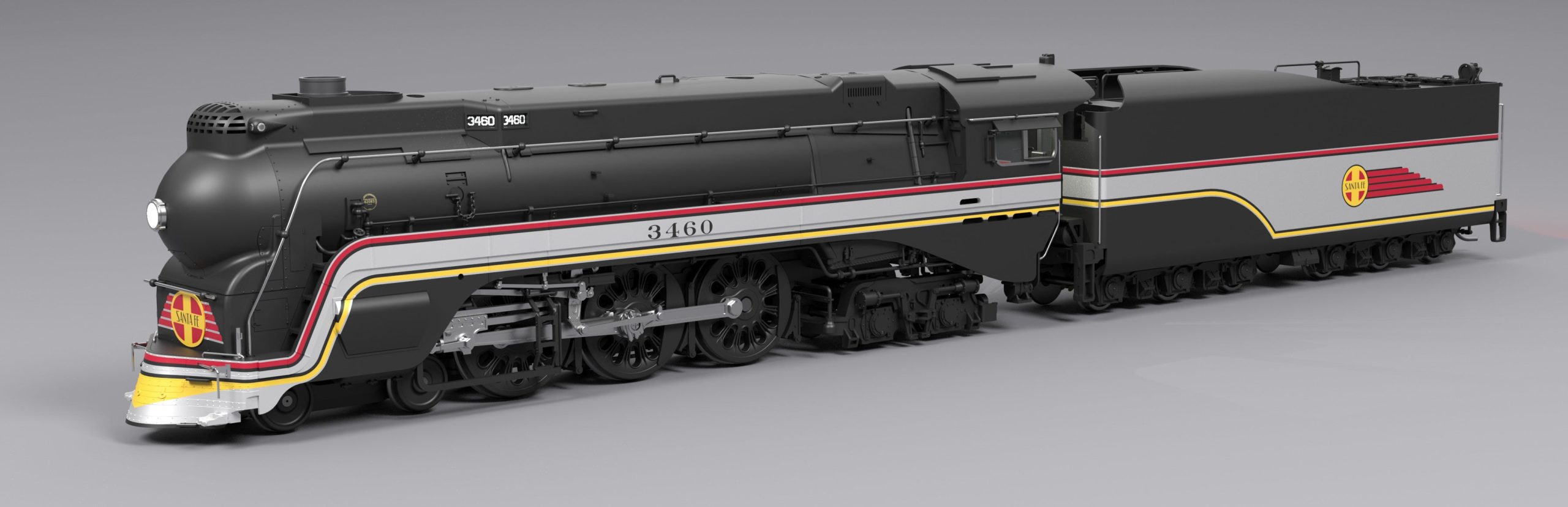 PREORDER Broadway Limited Imports HO 8987 Brass Hybrid Streamlined Hudson with Smoke, Atchison Topeka & Santa Fe Valley Flyer Fantasy Paint #3460 (Paragon4 DCC & Sound Equipped)
