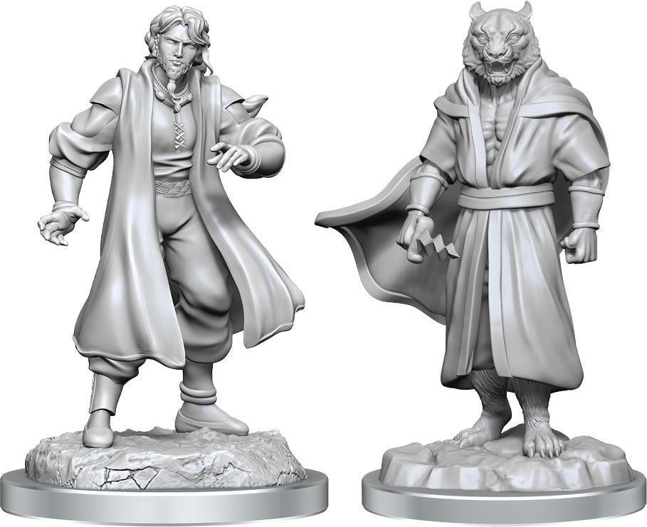 Critical Role Unpainted Miniatures: W03 Male Human Sorcerer Merchant & Tiger Demon