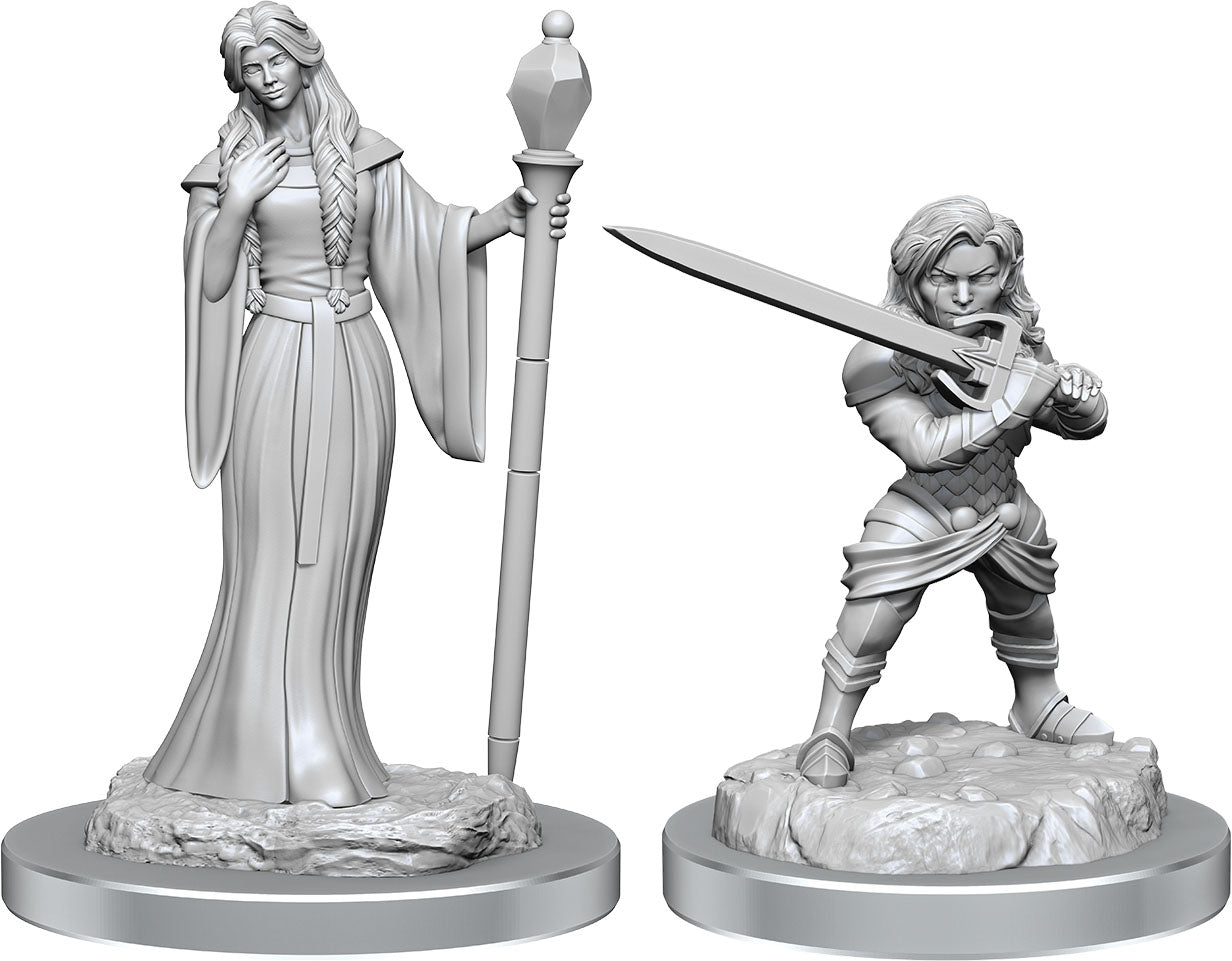 Critical Role Unpainted Miniatures: W03 Human Wizard Female & Halfling Holy Warrior Female