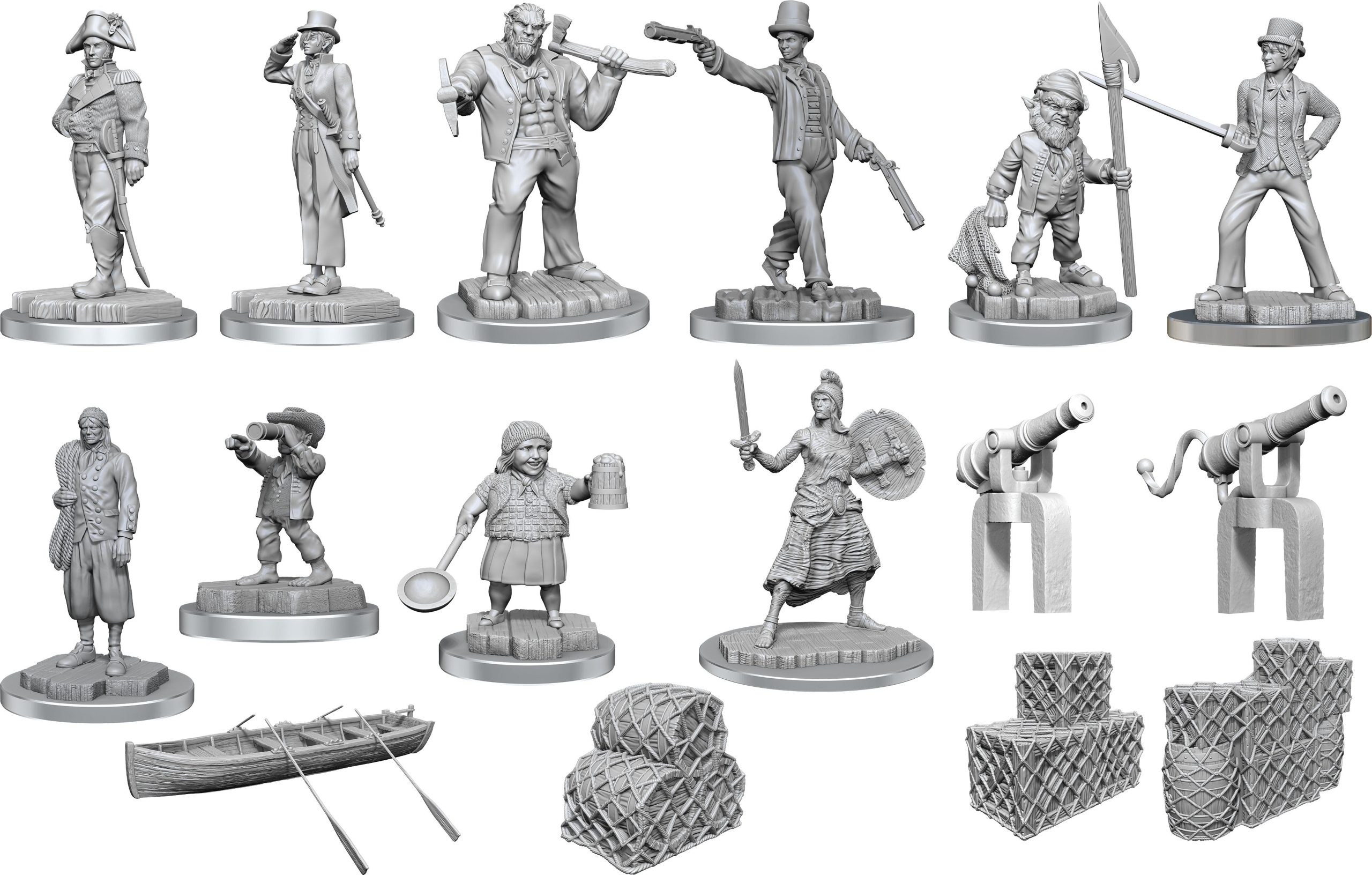 WizKids Deep Cuts Unpainted Miniatures: W19 Ship`s Crew Boxed Set