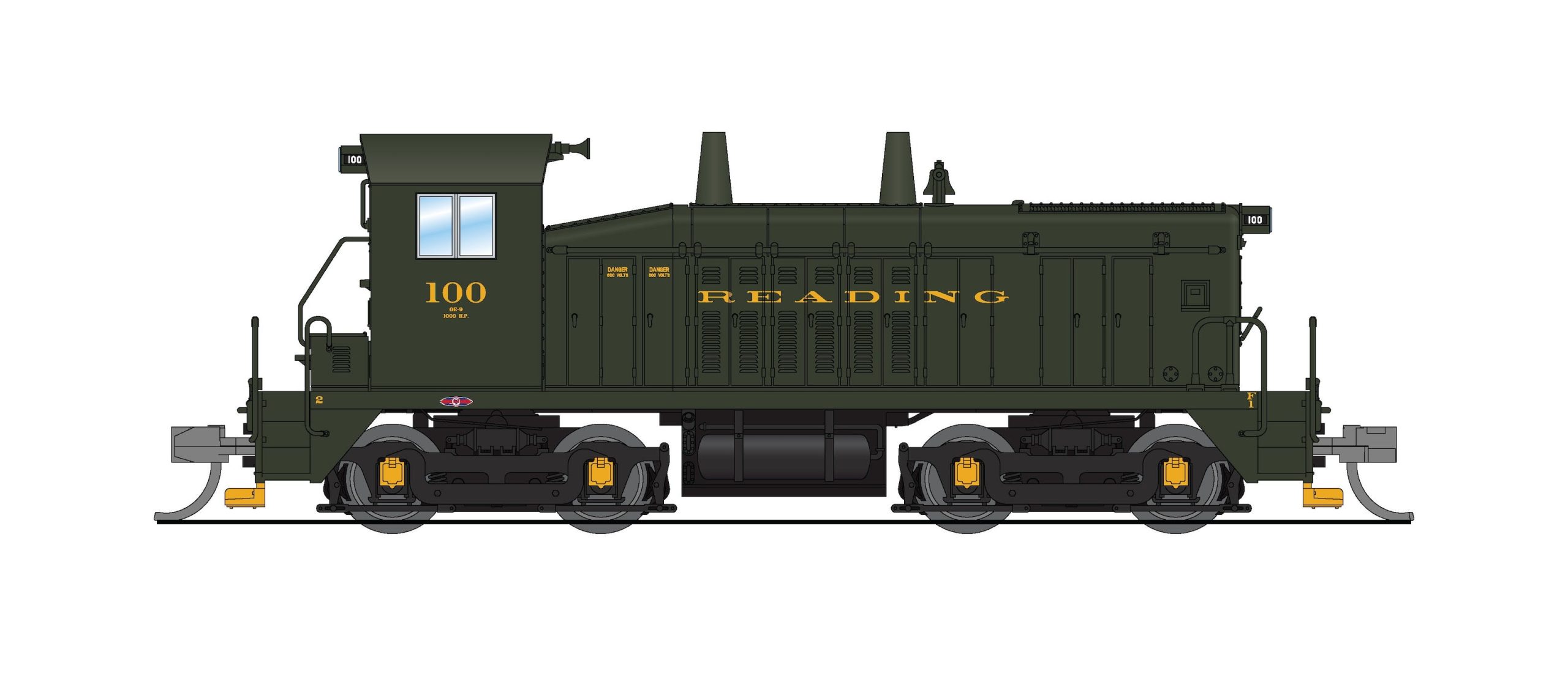 BLI 9330 EMD NW2 Switcher, RDG 100, Green & Yellow, No-Sound / DCC-Ready, N