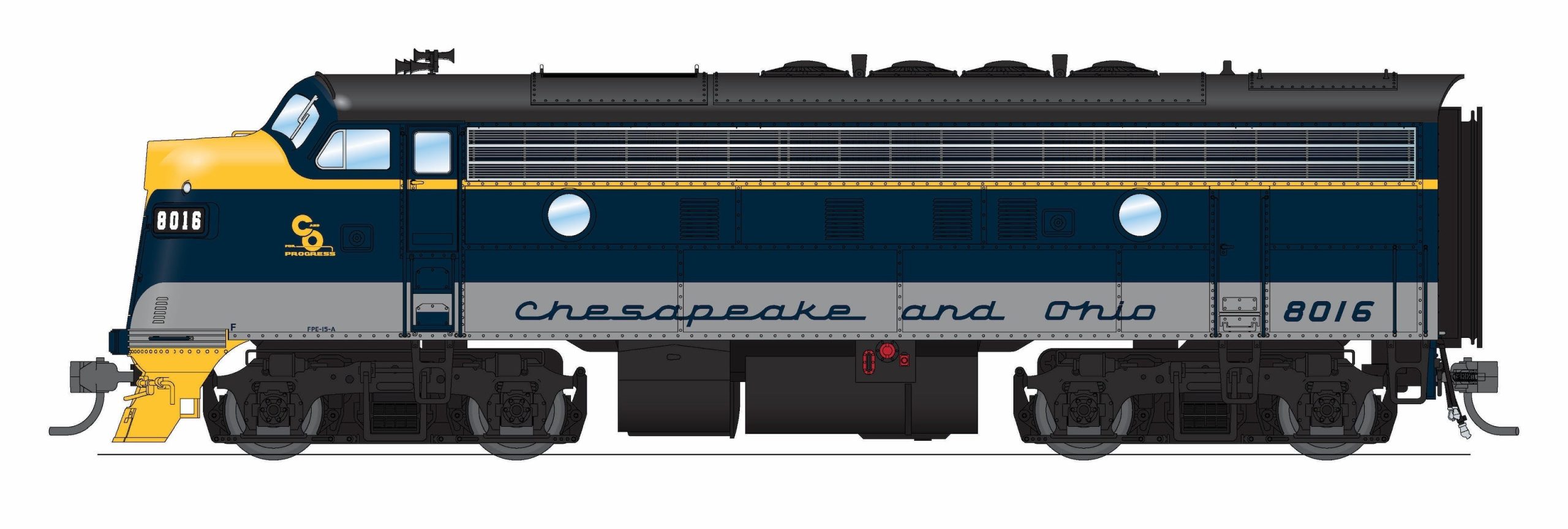 PREORDER Broadway Limited Imports 9660 HO EMD F3A 8016, Restored Blue/Gray/Yellow for SBVR, Paragon4 (DCC and Sound), Chesapeake & Ohio