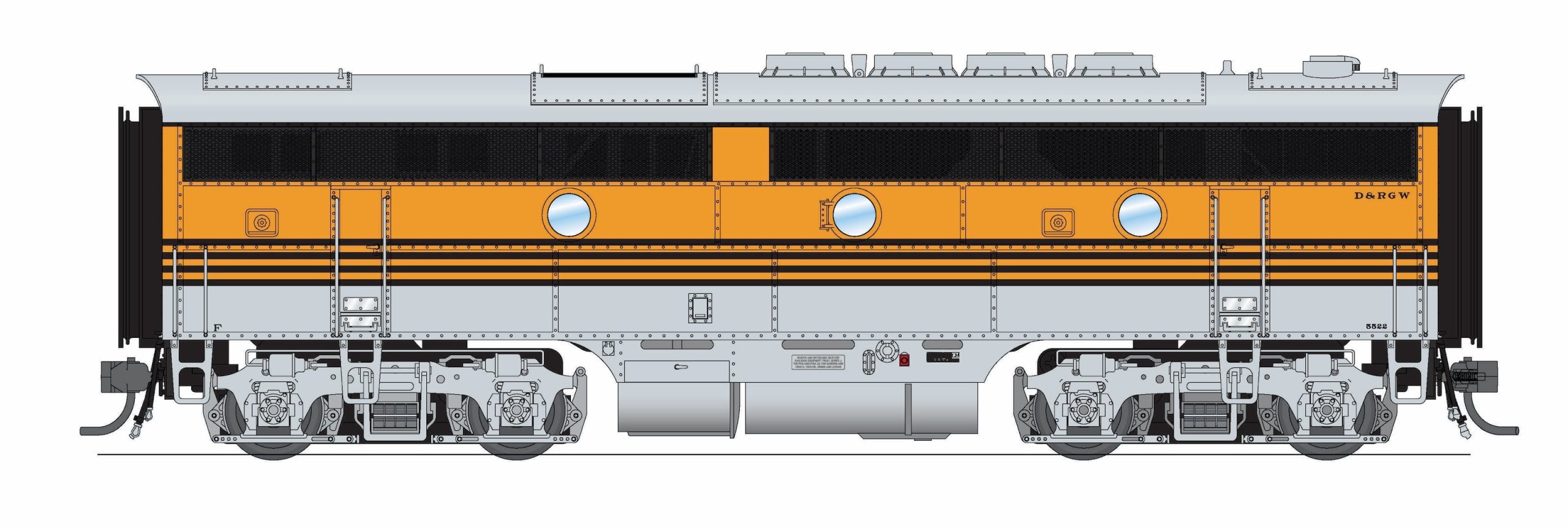 PREORDER Broadway Limited Imports 9669 HO EMD F3B 5523, "Prospector Scheme", Paragon4 (DCC and Sound), Denver & Rio Grande Western