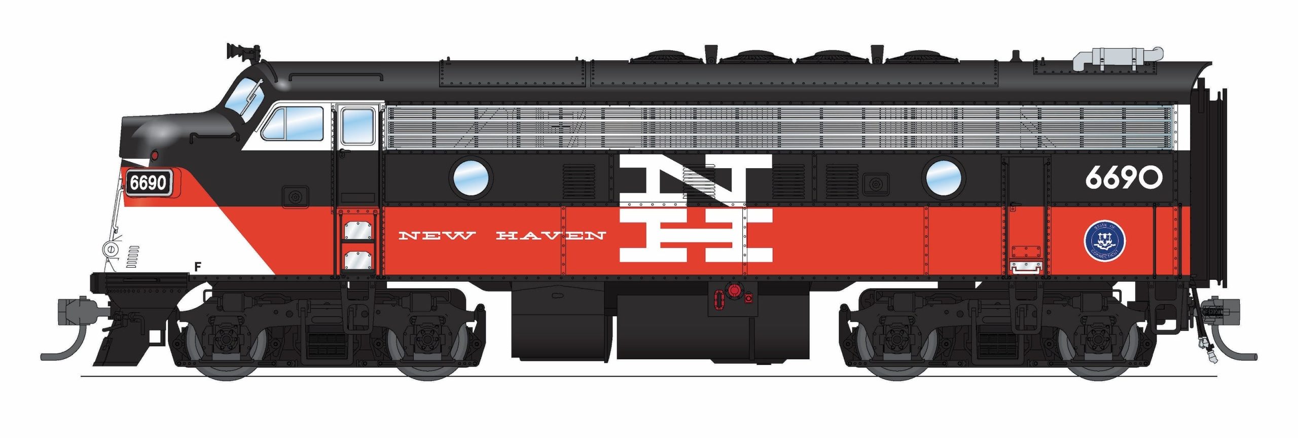 PREORDER Broadway Limited Imports HO 9690 EMD F7A Diesel Locomotive, Connecticut Department of Transportation NH McGinnis Scheme #6690 (Paragon4 DCC & Sound Equipped)