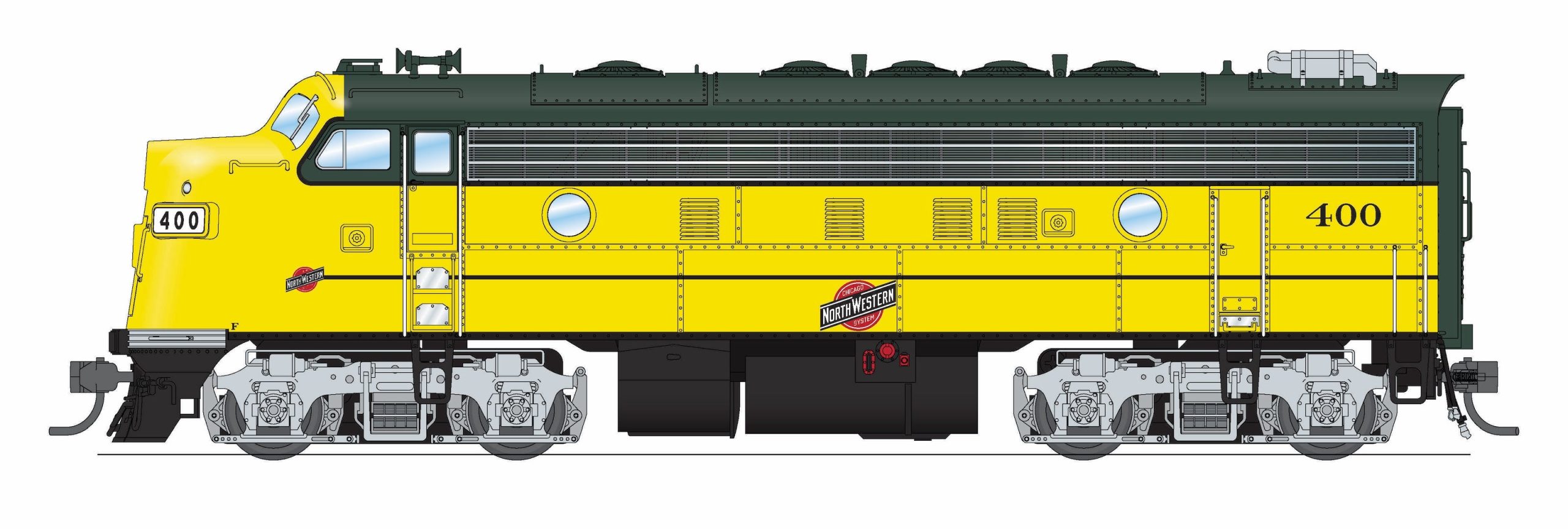 PREORDER Broadway Limited Imports HO 9696 EMD F7A Diesel Locomotive, Chicago & North Western Executive Scheme #401 (Paragon4 DCC & Sound Equipped)