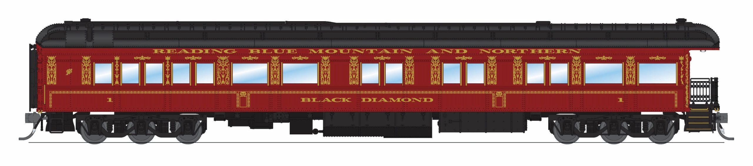 PREORDER Broadway Limited Imports HO 9724 Business Car, Reading Blue Mountain & Northern #1