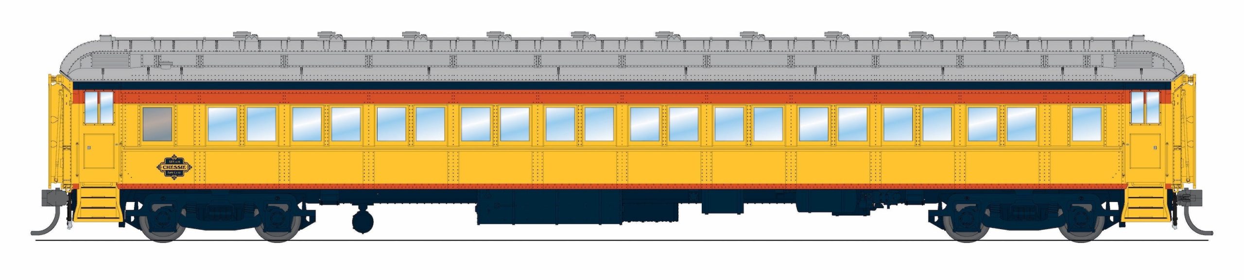 PREORDER Broadway Limited Imports HO 9736 80' Passenger Coach, Chessie System Special