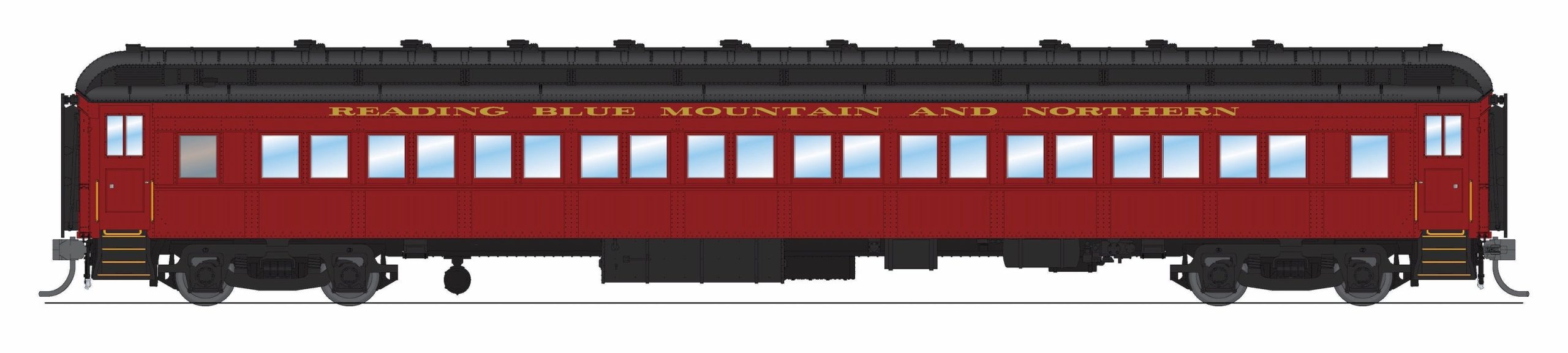PREORDER Broadway Limited Imports HO 9738 80' Passenger Coach, Reading Blue Mountain & Northern