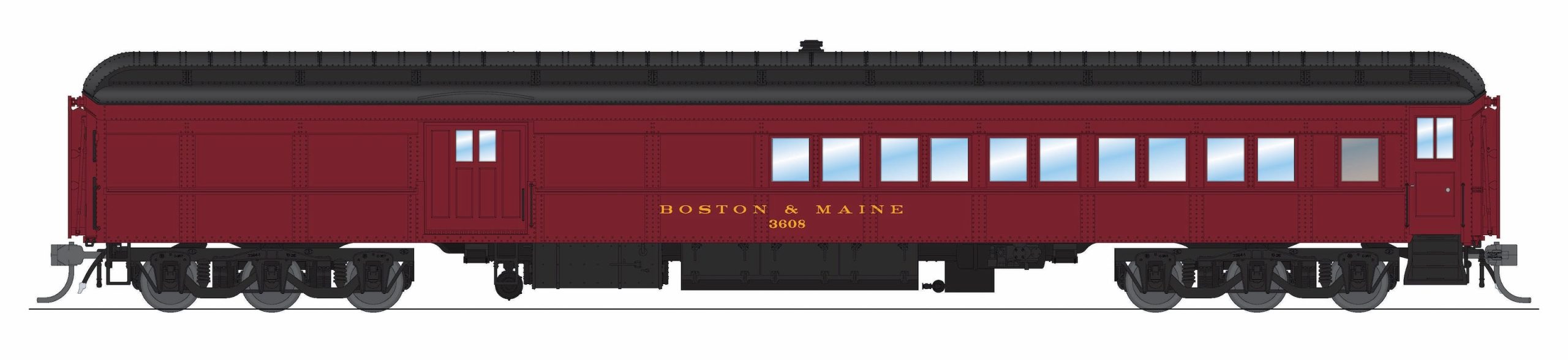 PREORDER Broadway Limited Imports HO 9746 Baggage-Combine Car, Boston & Maine #3608