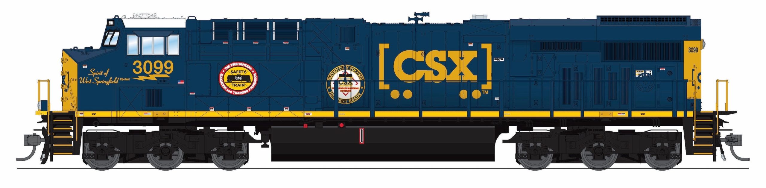 PREORDER Broadway Limited Imports HO 9867 GE ES44AC Diesel Locomotive, CSX Spirit of West Springfield #3099