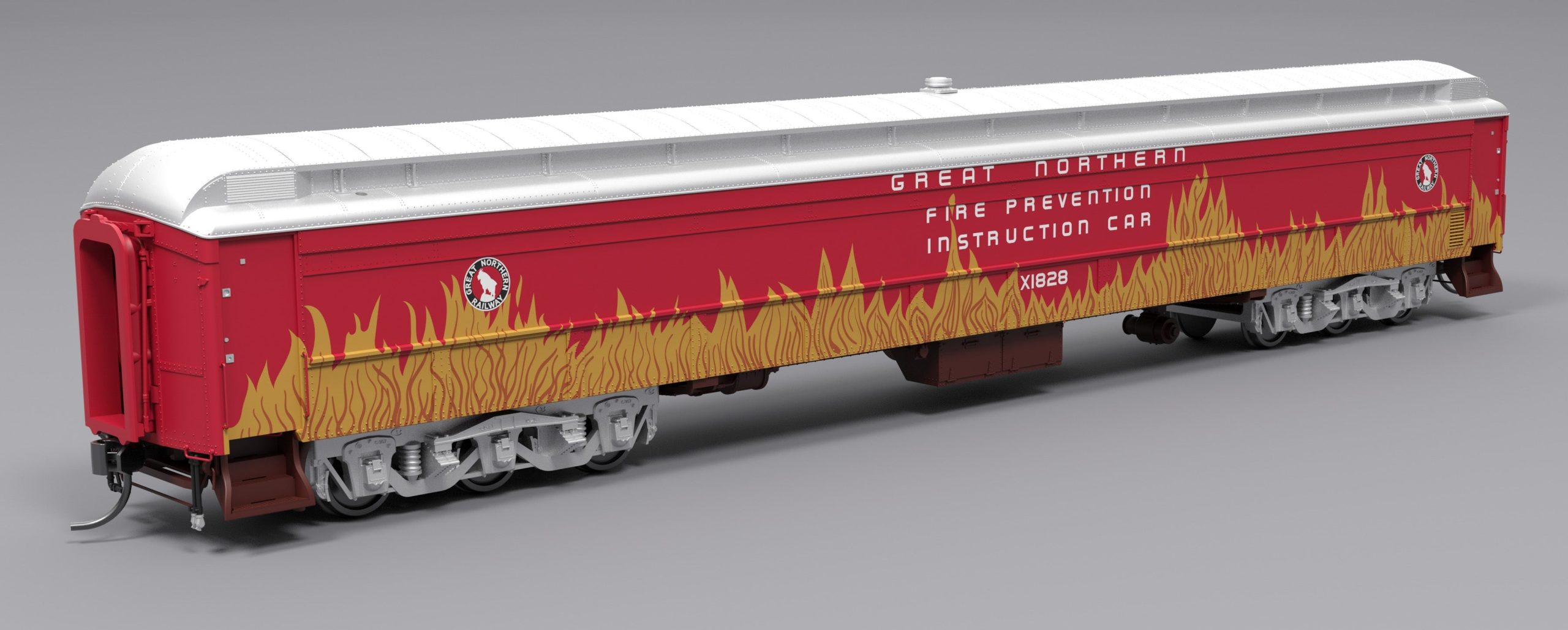 PREORDER Broadway Limited Imports HO 9933 Railroad Instruction Car, Great Northern Fire Prevention #X1828