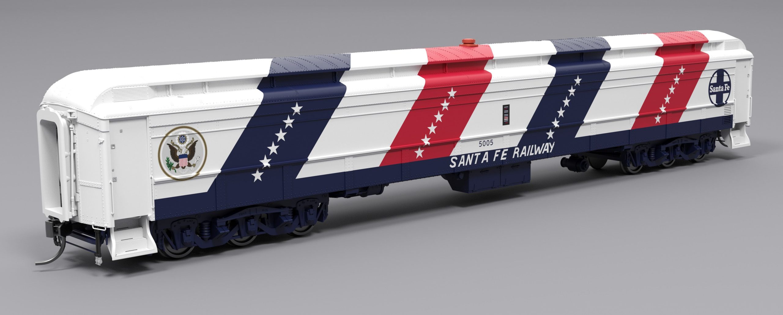 PREORDER Broadway Limited Imports HO 9937 Railroad Exhibit Car, Atchison Topeka & Santa Fe #5005
