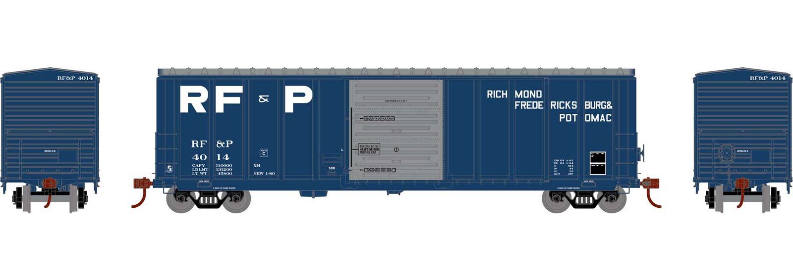 Athearn HO -1372 50' PS 5277 Box Car, Richmond Fredericksburg & Potomac #4007