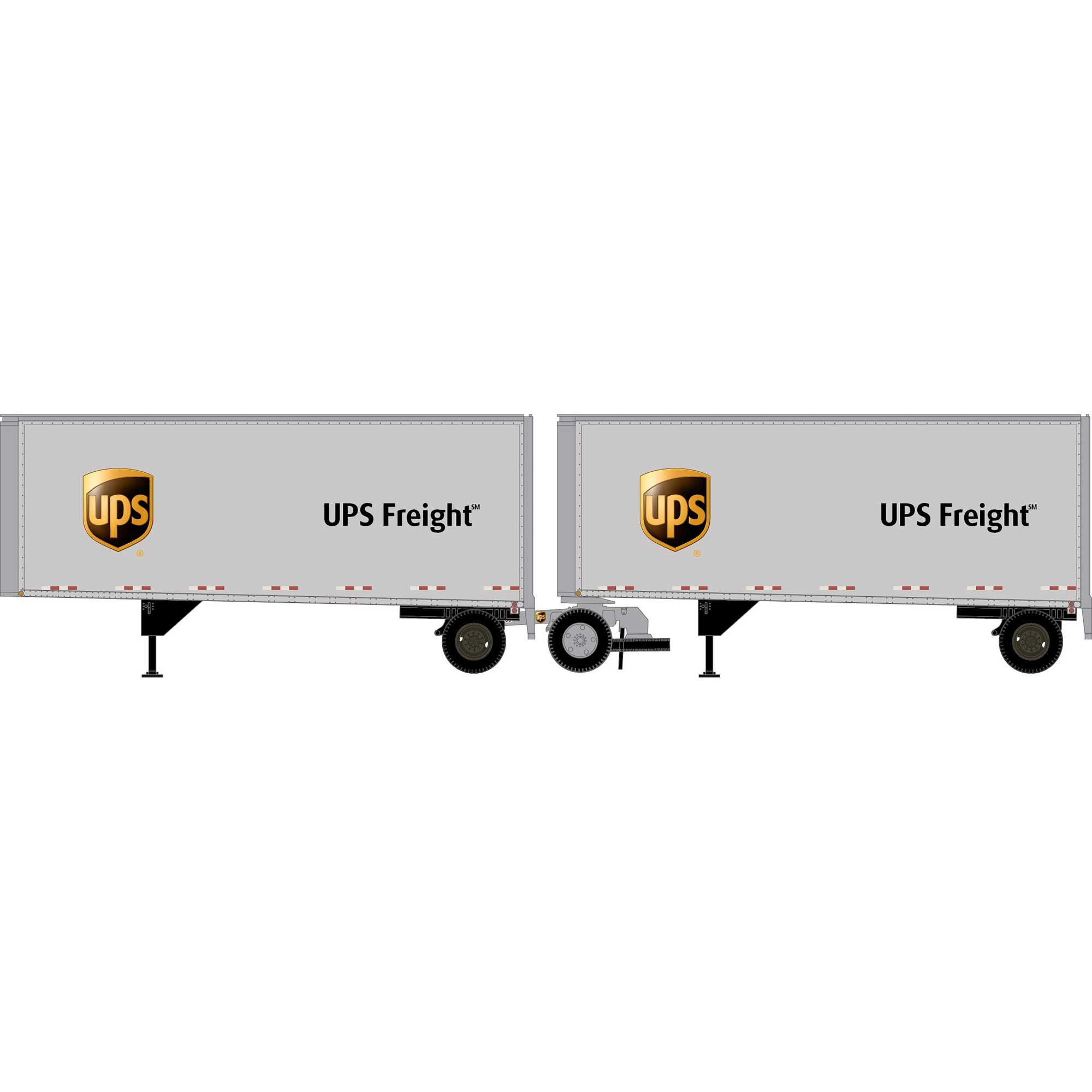 PREORDER Athearn HO 2560 28' Wedge Trailer & Dolly, UPS #286145/286149 Dolly #5742 (2-Pack) | 58.64