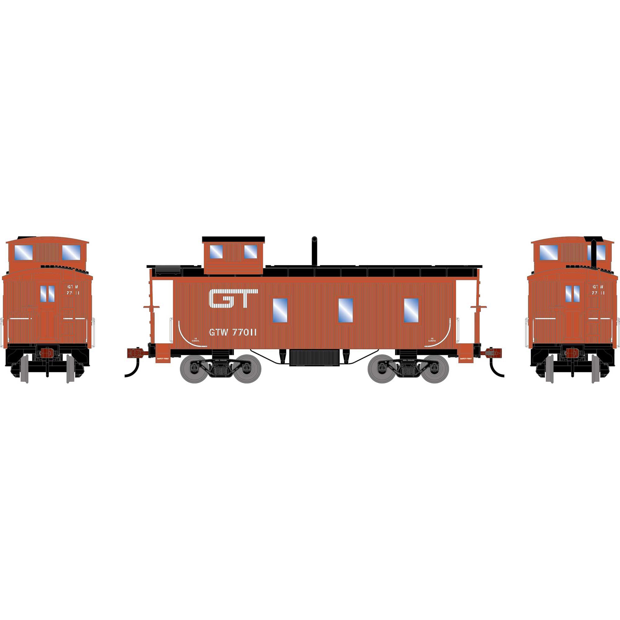 PREORDER Athearn HO ATH-2595 3-Window Caboose, Grand Trunk Western #77011