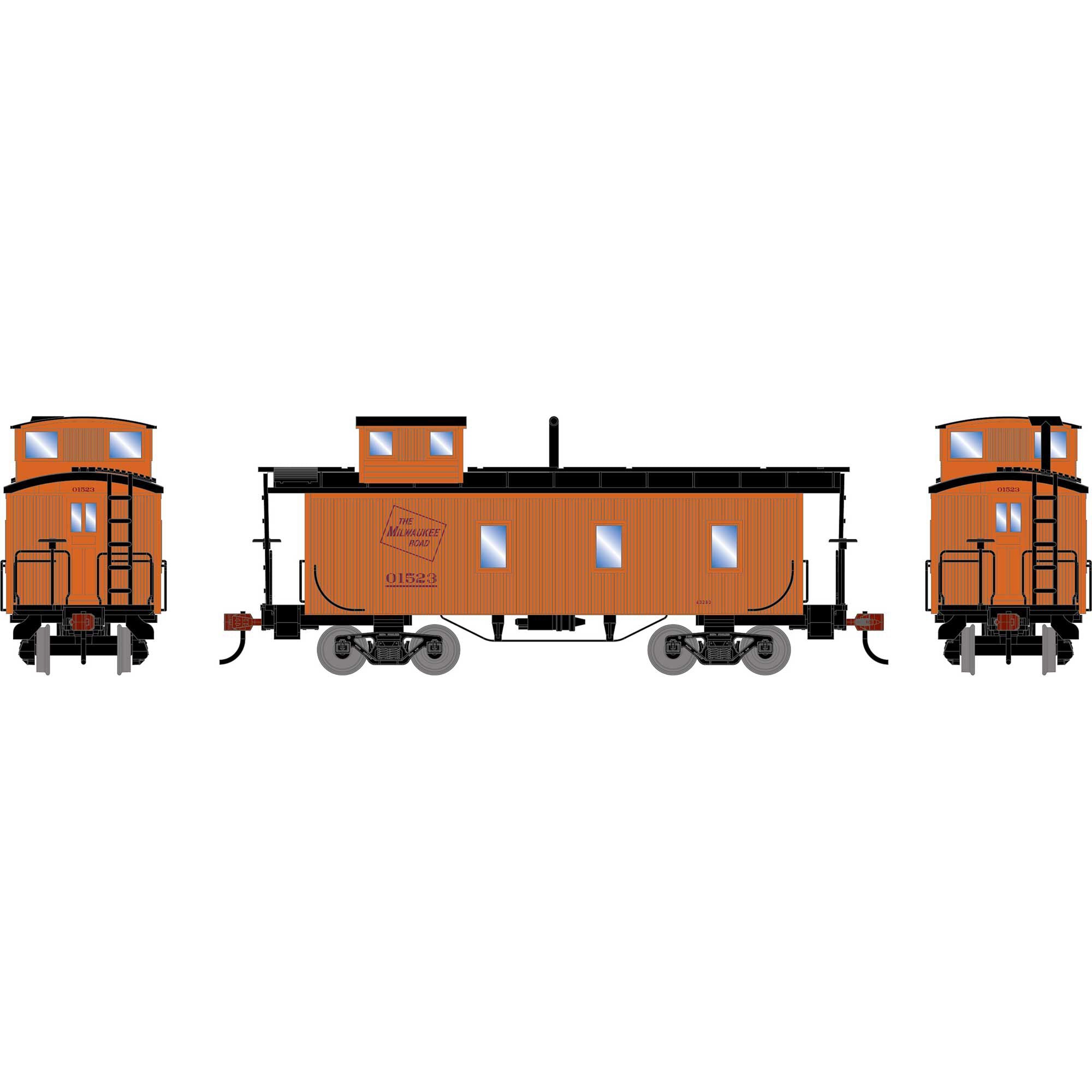 PREORDER Athearn HO ATH-2601 3-Window Caboose, Milwaukee #01523