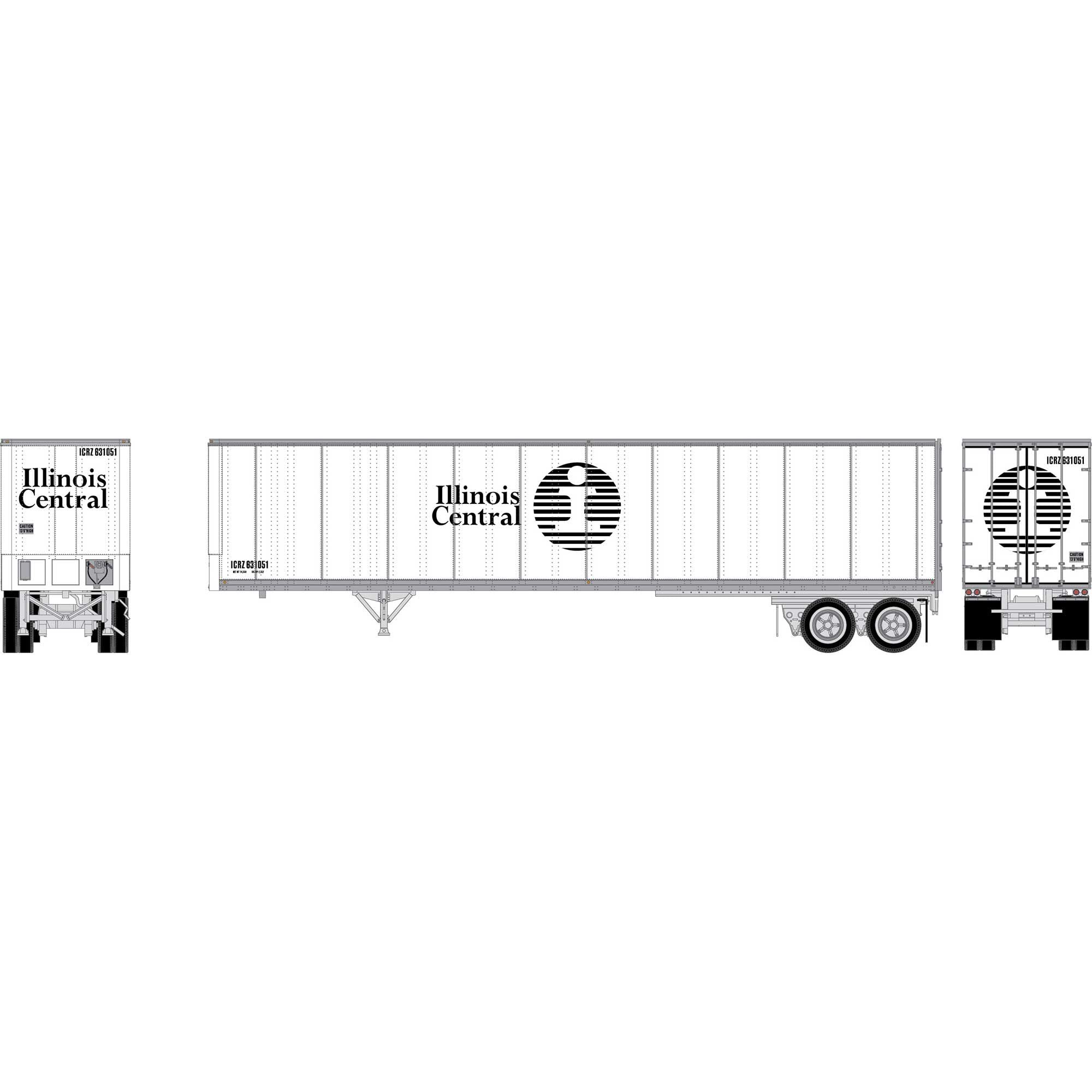 PREORDER Athearn HO ATH-2609 45ft Fruehauf Z-Van Smooth Side Trailer, Illinois Central #631051