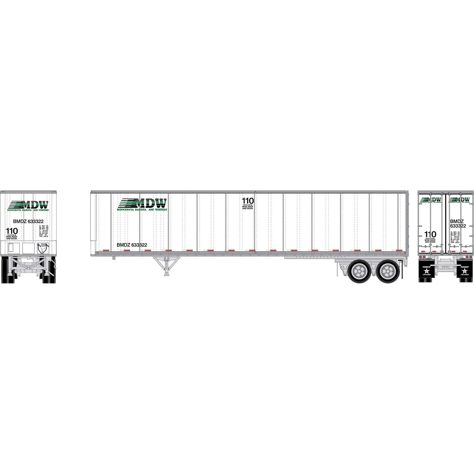 PREORDER Athearn HO ATH-2615 45ft Fruehauf Z-Van Smooth Side Trailer, Minnesota Dakota & Western #633322