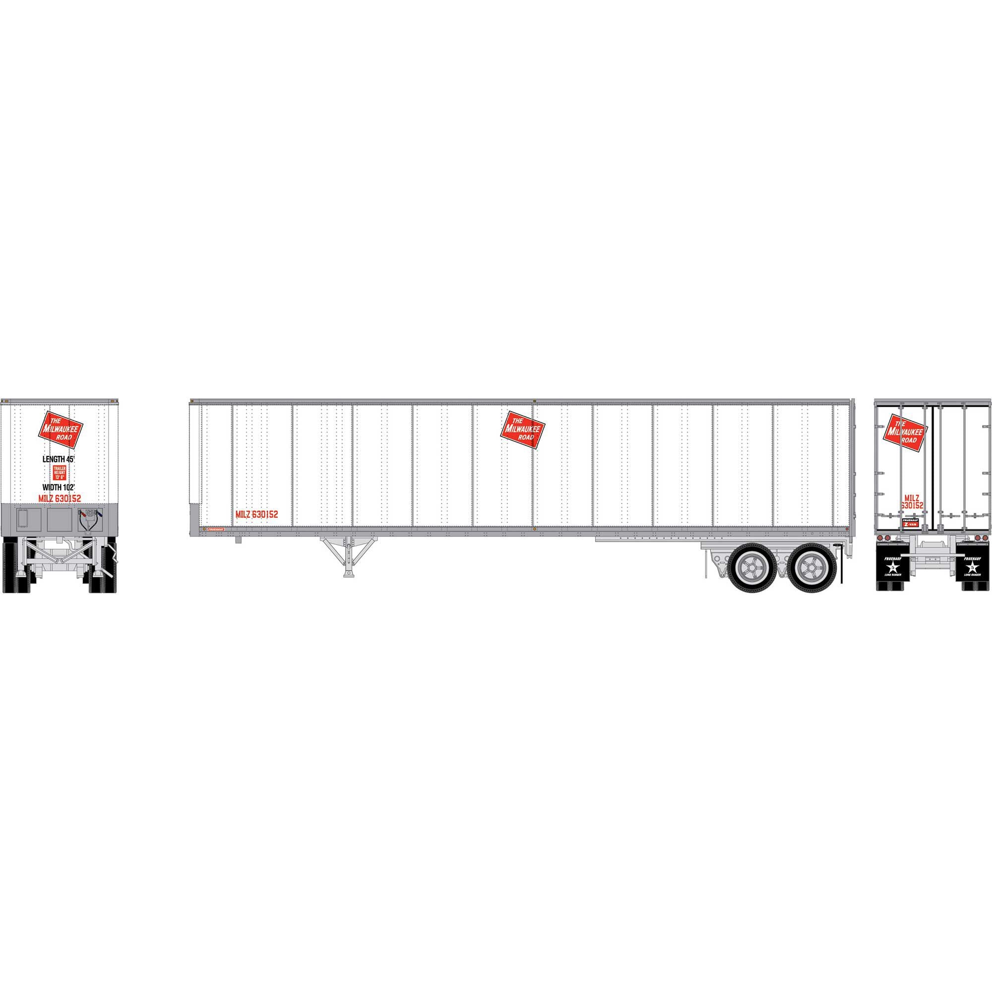 PREORDER Athearn HO ATH-2617 45ft Fruehauf Z-Van Smooth Side Trailer, Milwaukee #630152