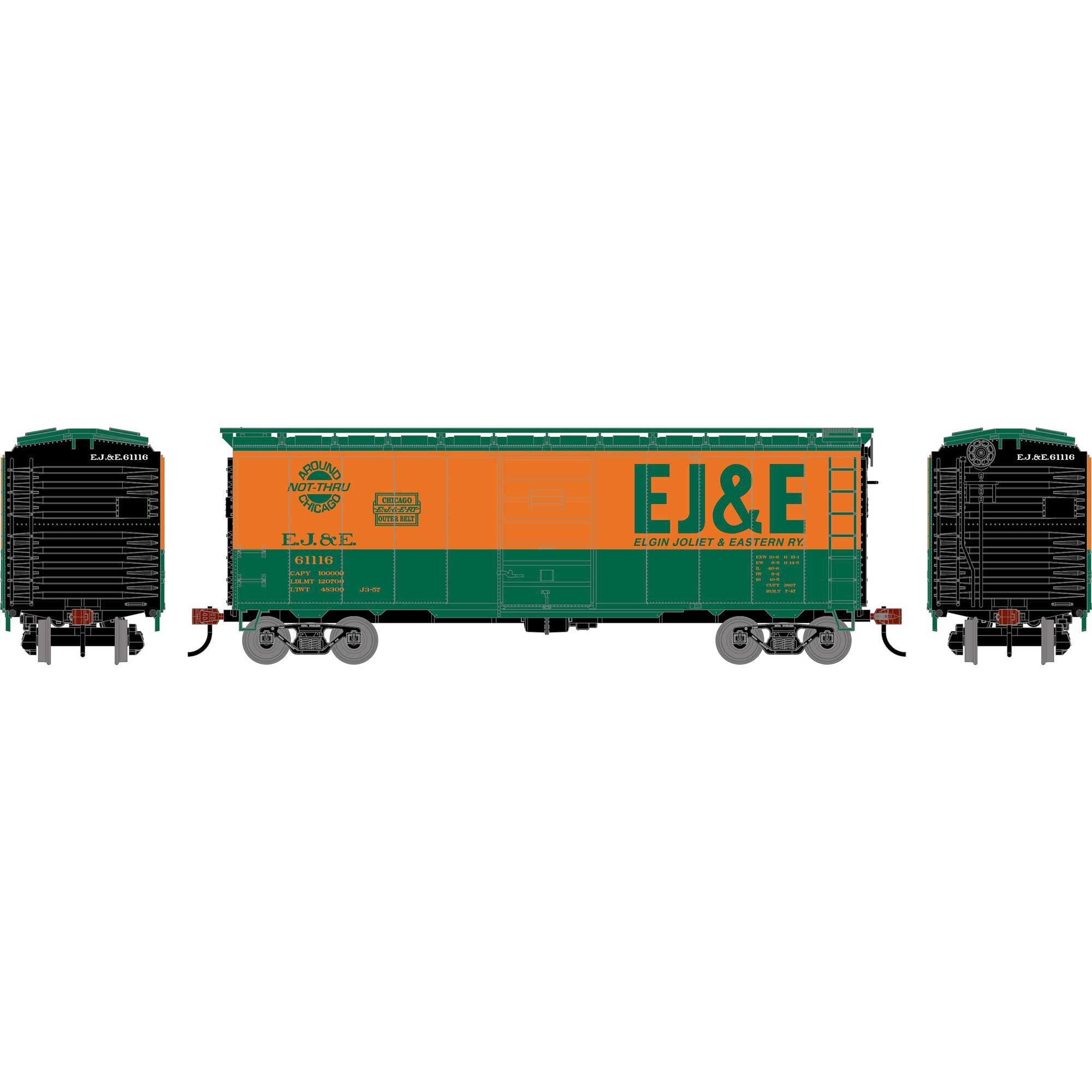 PREORDER Athearn HO ATH-2627 40ft Superior Door Box Car, Elgin Joliet & Eastern #61116