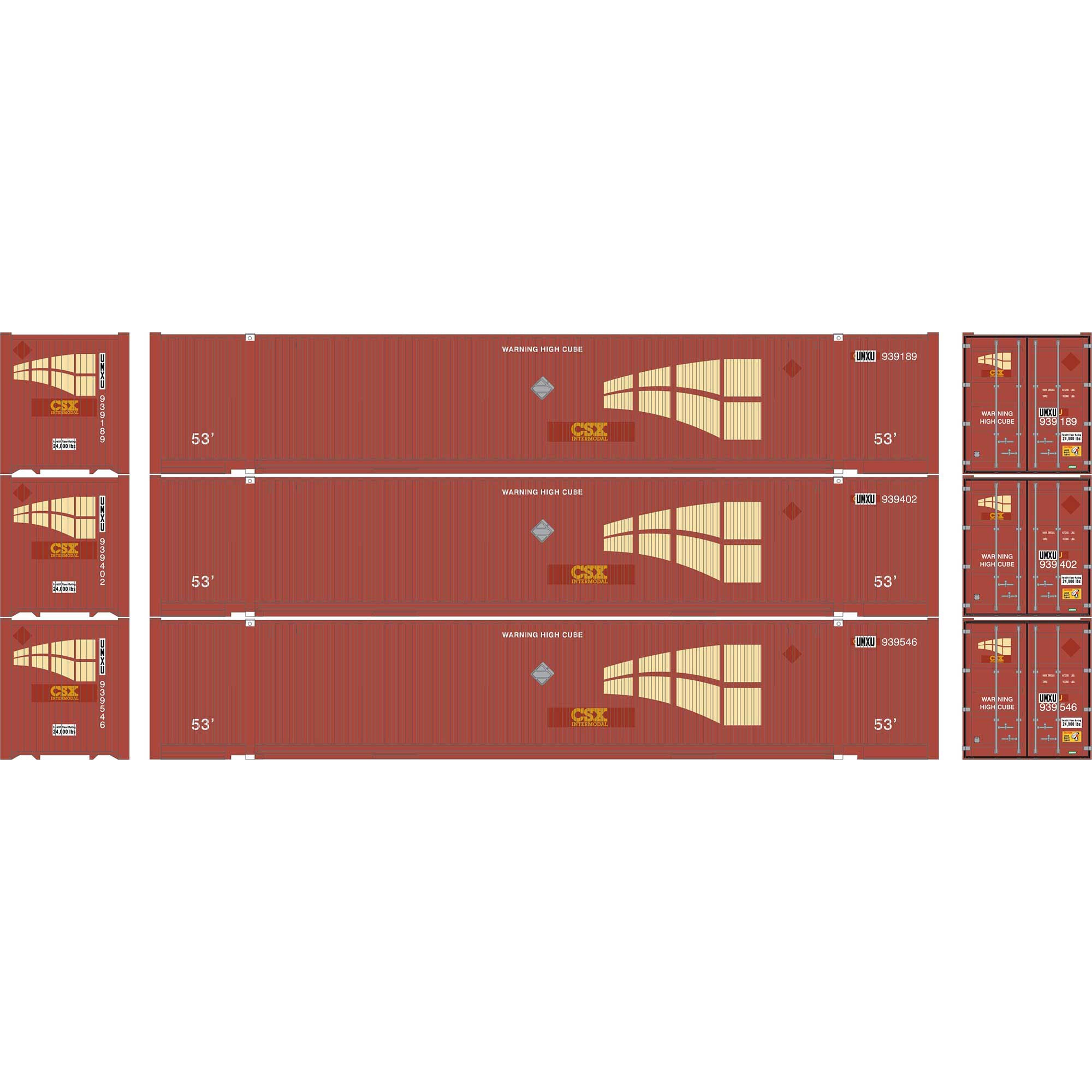 PREORDER Athearn HO ATH-2663 53ft Jindo Container, UMAX (3-Pack)