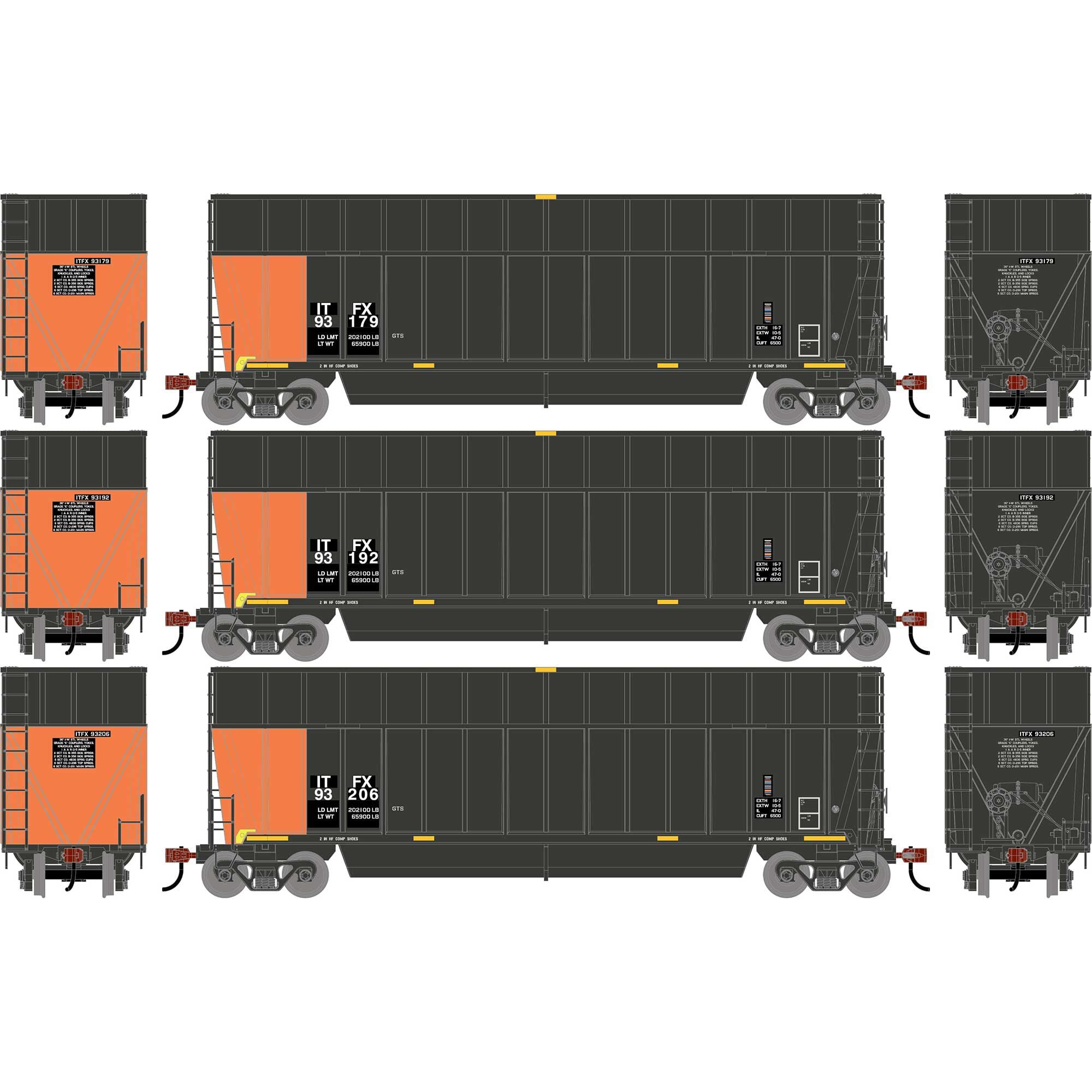 PREORDER Athearn HO 2750 Berwick Bathtub Gondola with Extended Sides, Infinity Transportation (Primed for Grime) #93179/93192/93206 (3-Pack)