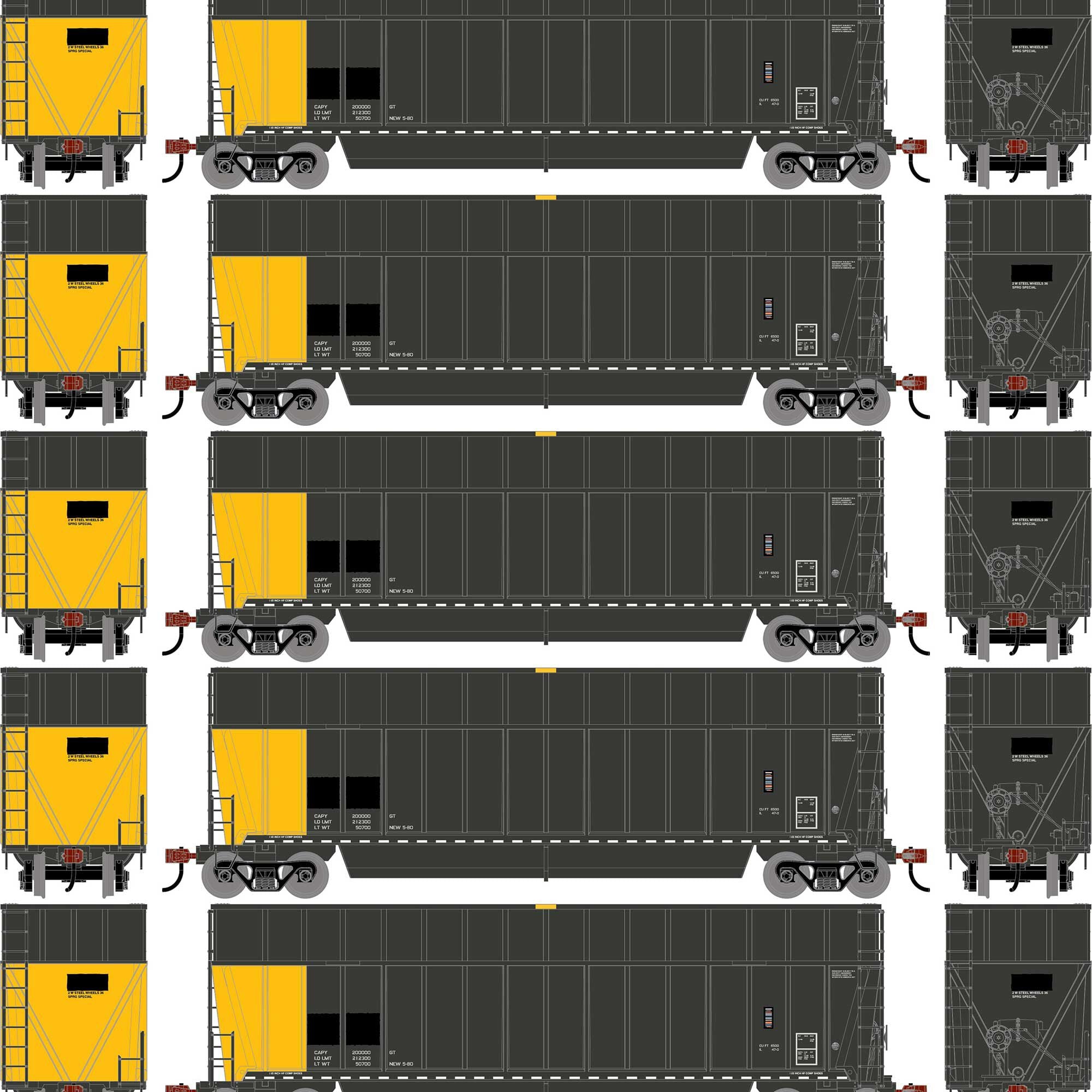 PREORDER Athearn HO 2751 Berwick Bathtub Gondola with Extended Sides, Data Only (Primed for Grime) (5-Pack)