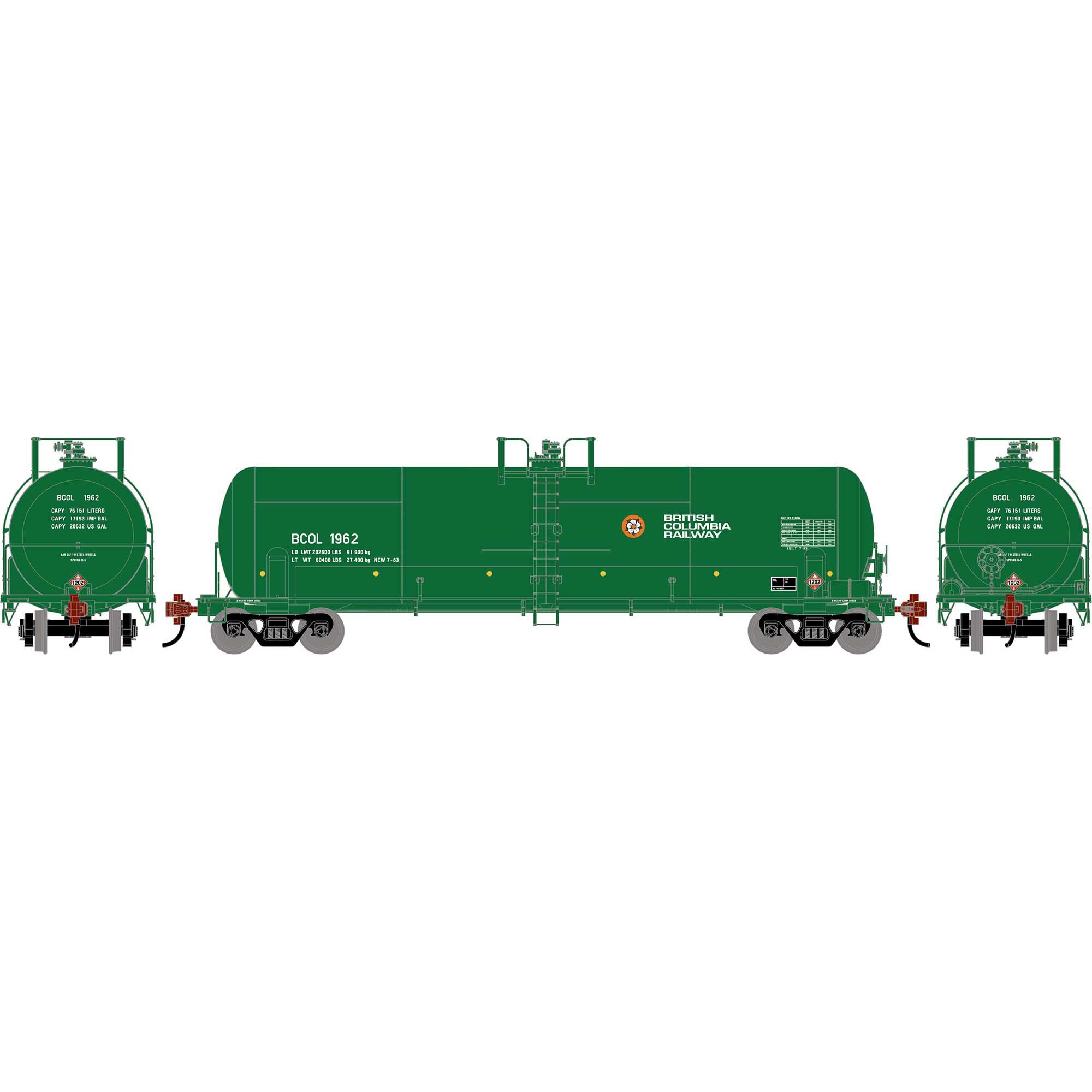 PREORDER Athearn HO 2759 20,900 Gallon Acid Tank Car, British Columbia #1962
