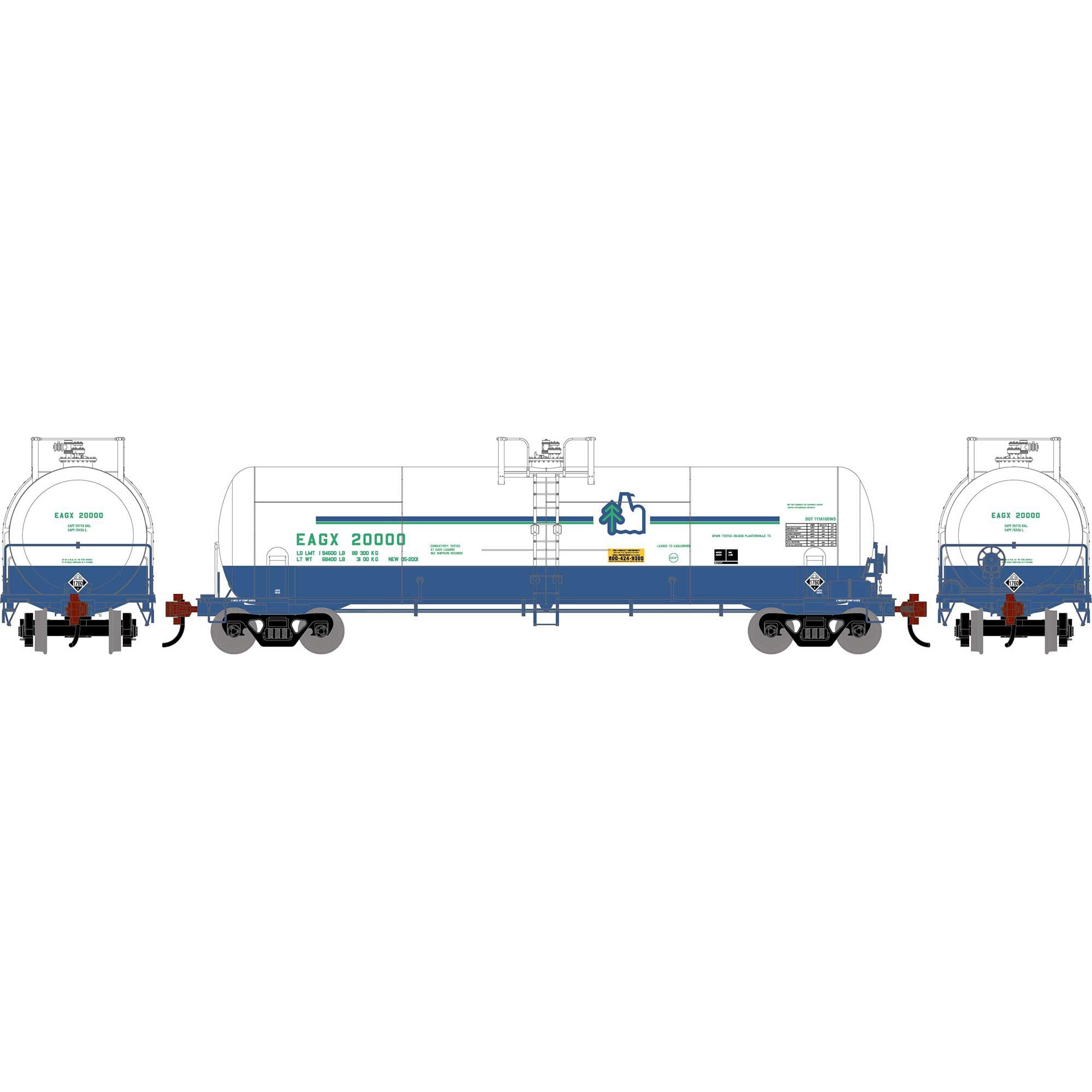 PREORDER Athearn HO 2762 20,900 Gallon Acid Tank Car, Eaglebrook #20000
