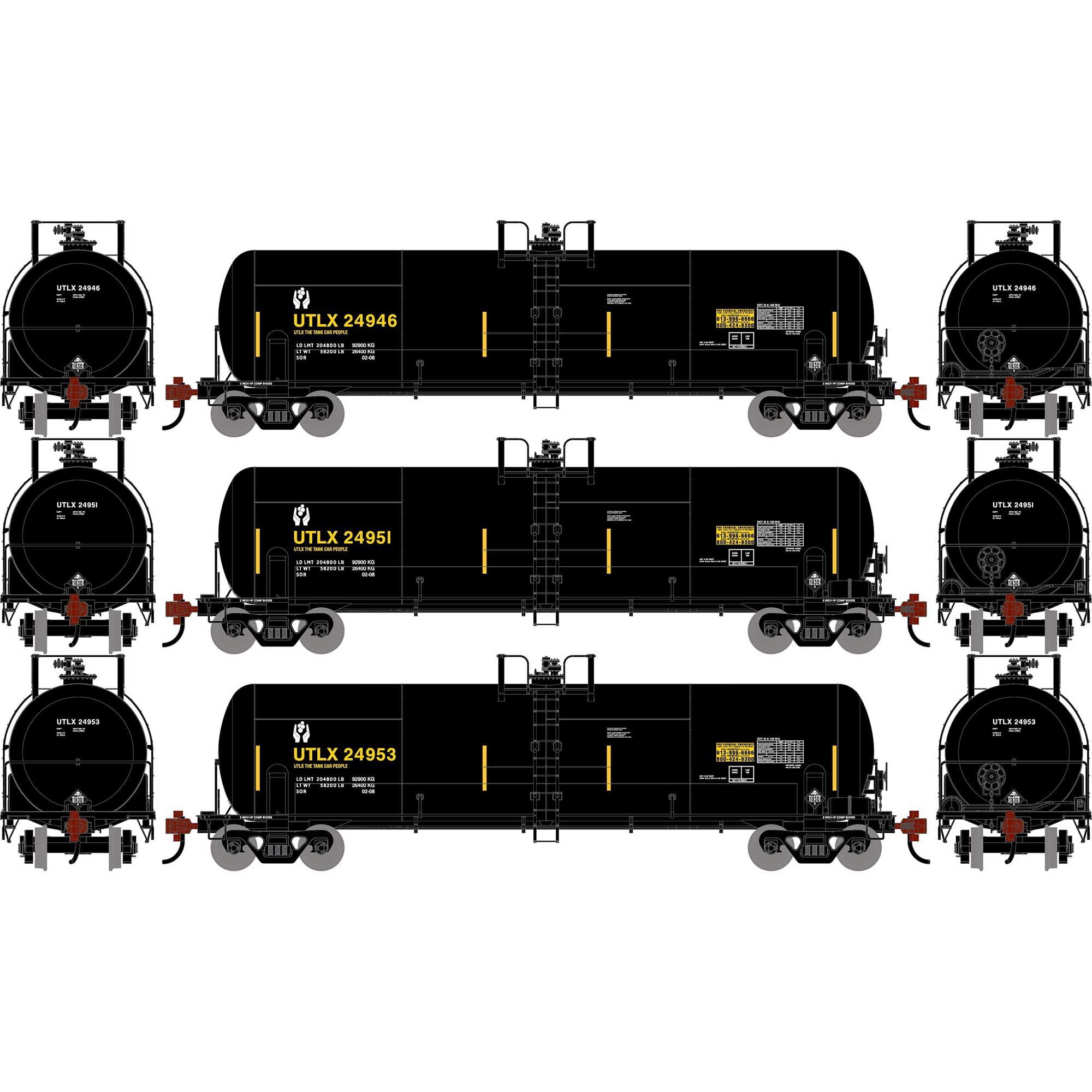 PREORDER Athearn HO 2767 20,900 Gallon Acid Tank Car, Union Tank Car #24946/24951/24953 (3-Pack)