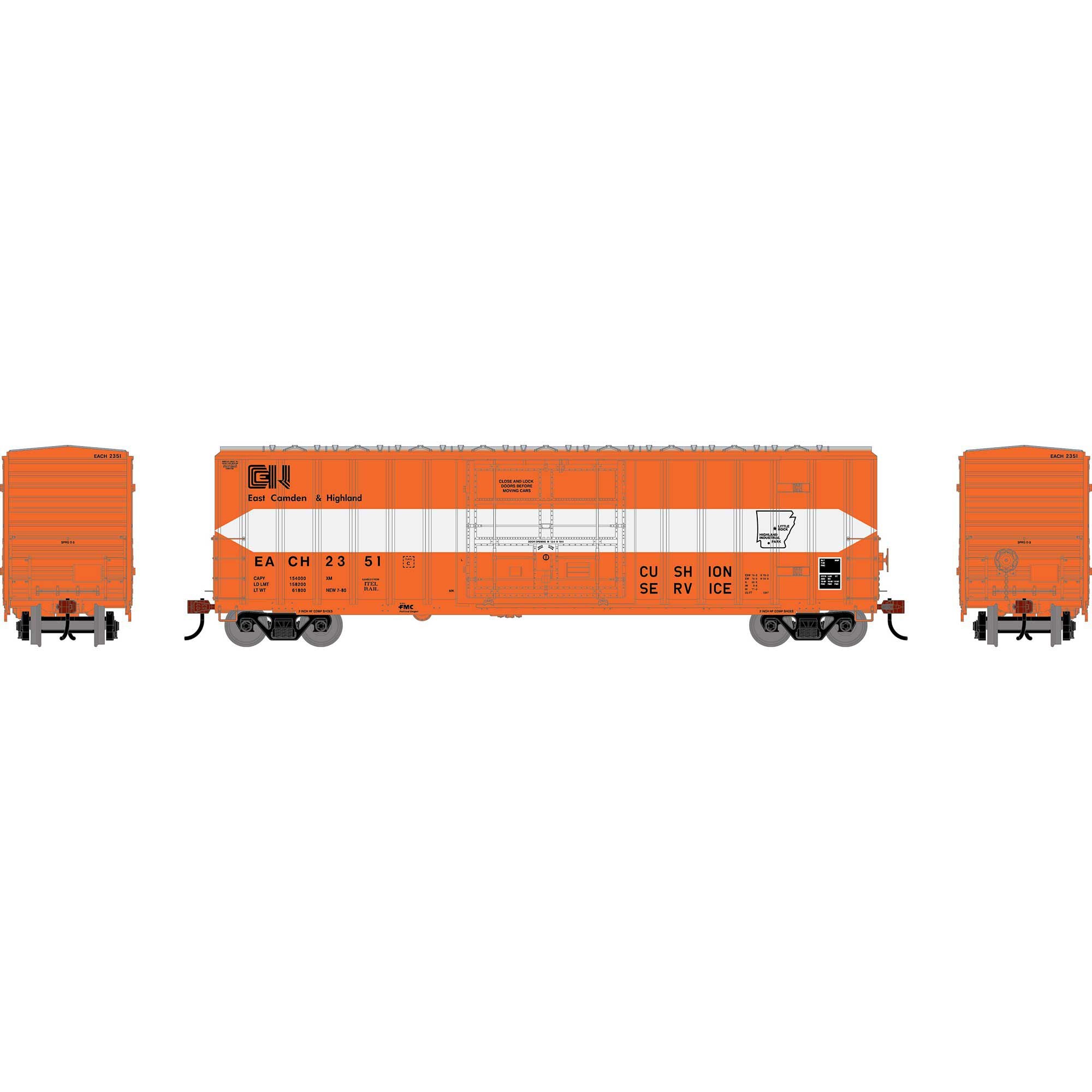 PREORDER Athearn HO 2777 50' FMC 5327 12' Plug Door Box Car, East Camden & Highland #2351