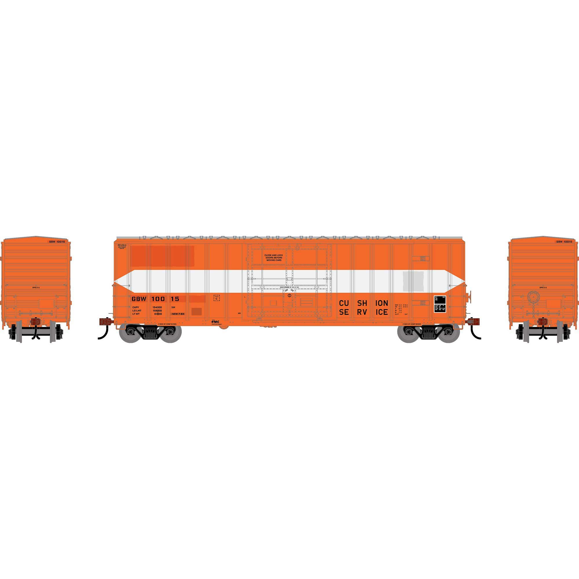 PREORDER Athearn HO 2780 50' FMC 5327 12' Plug Door Box Car, Green Bay & Western #10015