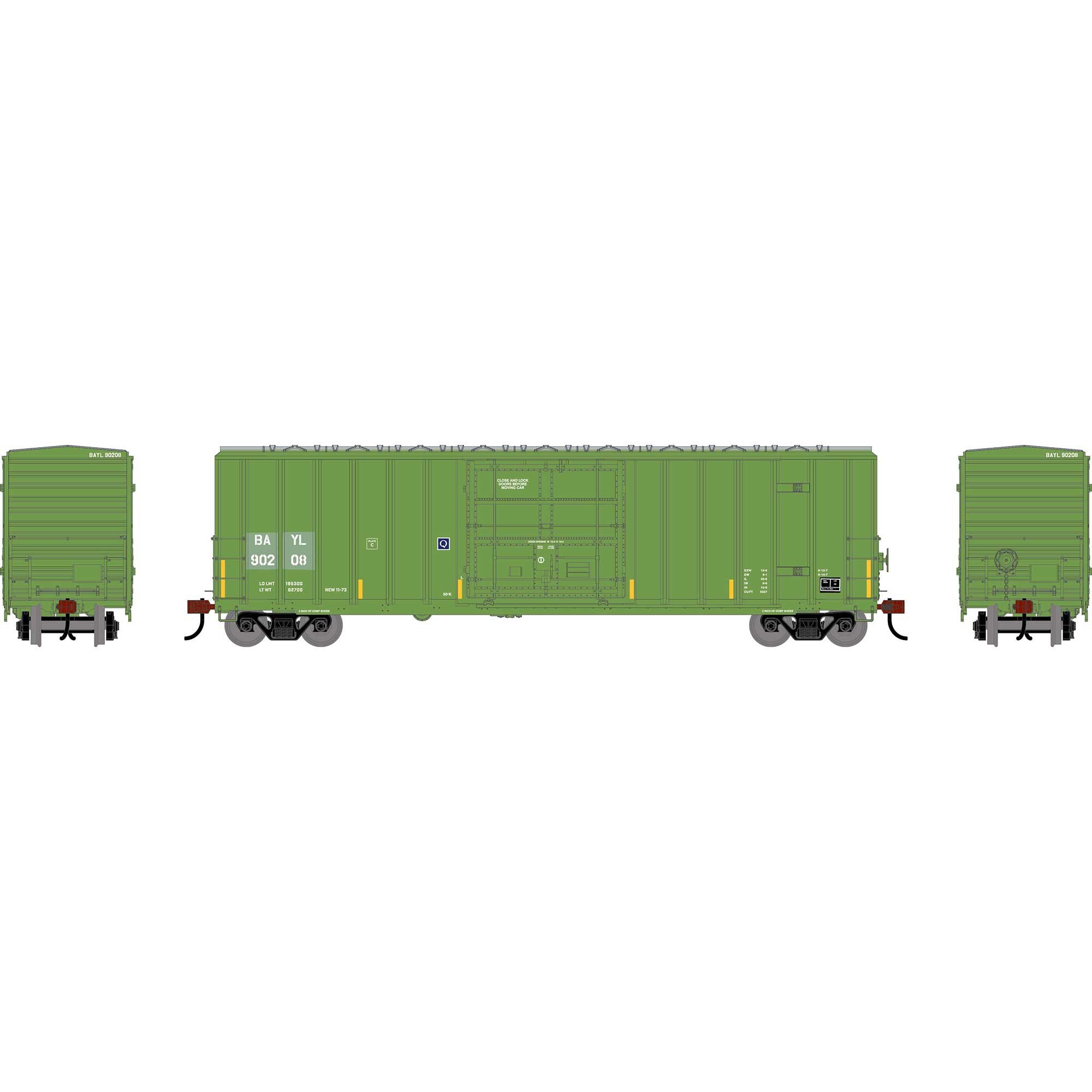 PREORDER Athearn HO 2783 50' FMC 5327 12' Plug Door Box Car, Bay Line #90208