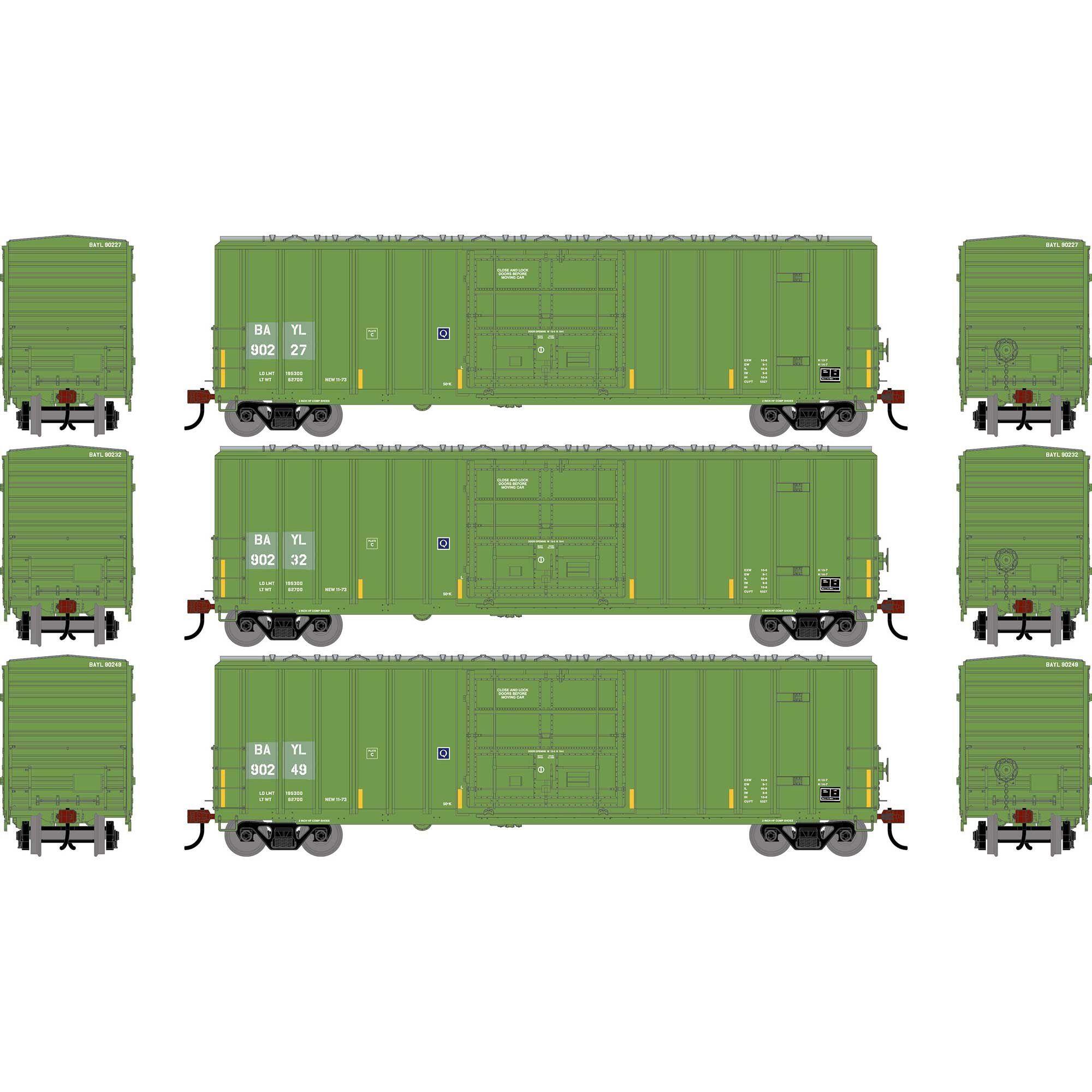 PREORDER Athearn HO 2784 50' FMC 5327 12' Plug Door Box Car, Bay Line #90213