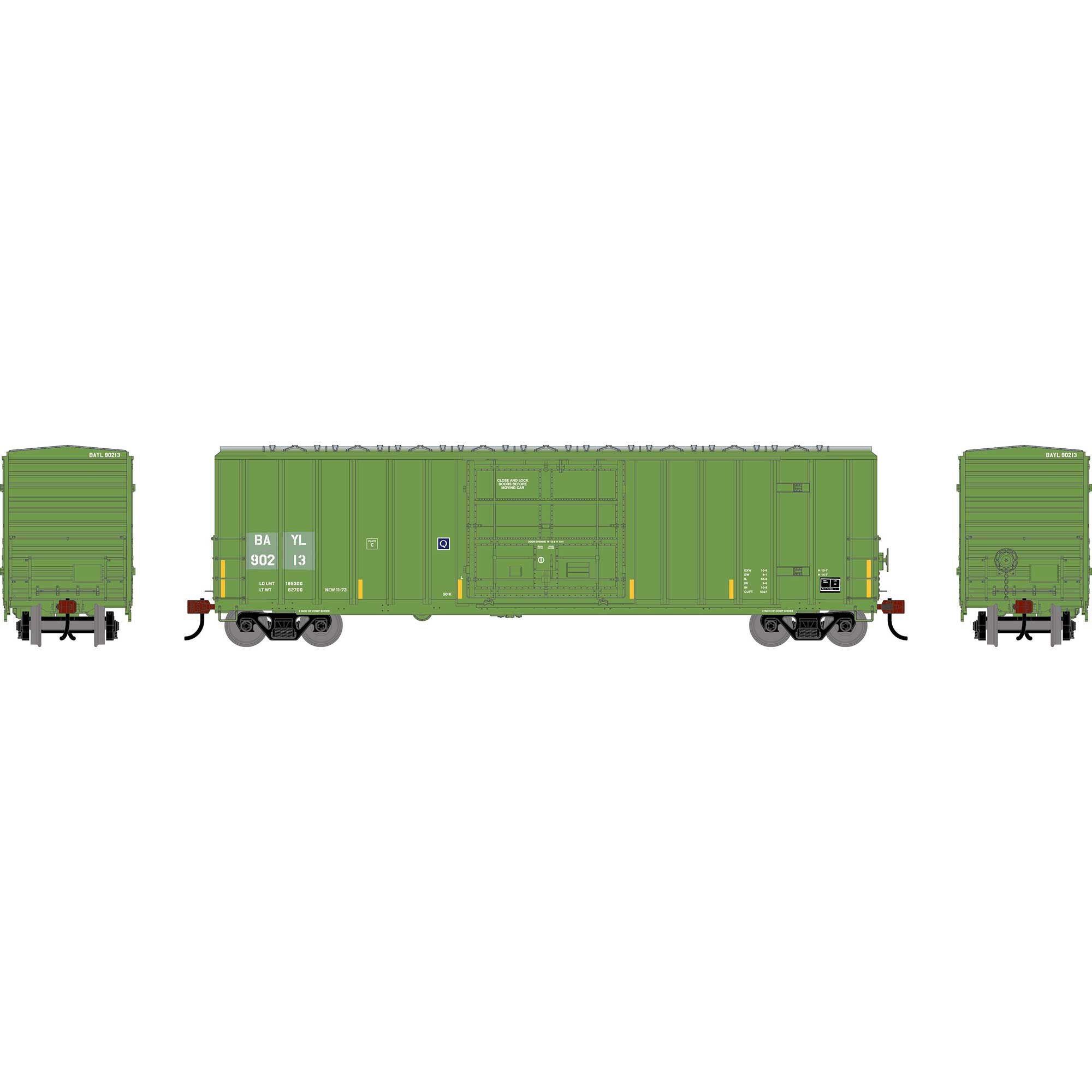 PREORDER Athearn HO 2785 50' FMC 5327 12' Plug Door Box Car, Bay Line #90227/90232/90249 (3-Pack)