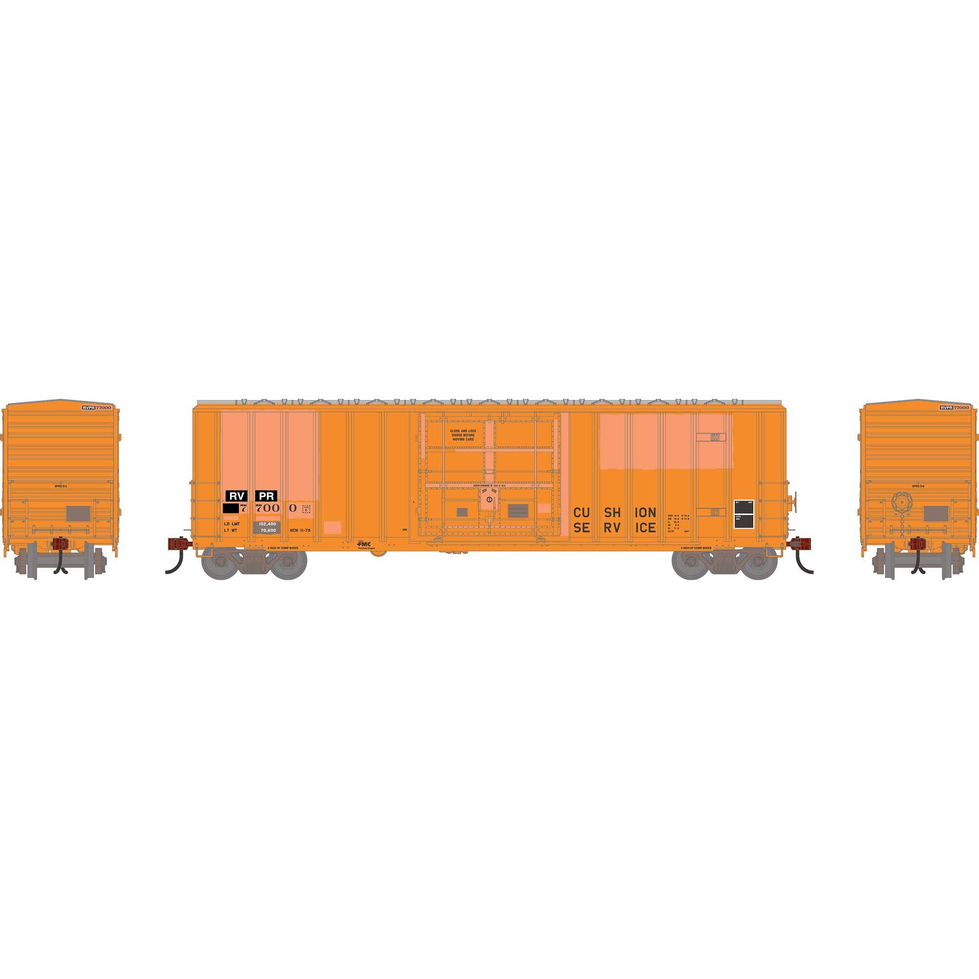 PREORDER Athearn HO 2792 50' FMC 5327 12' Plug Door Box Car, Riverport (Primed for Grime) #77000