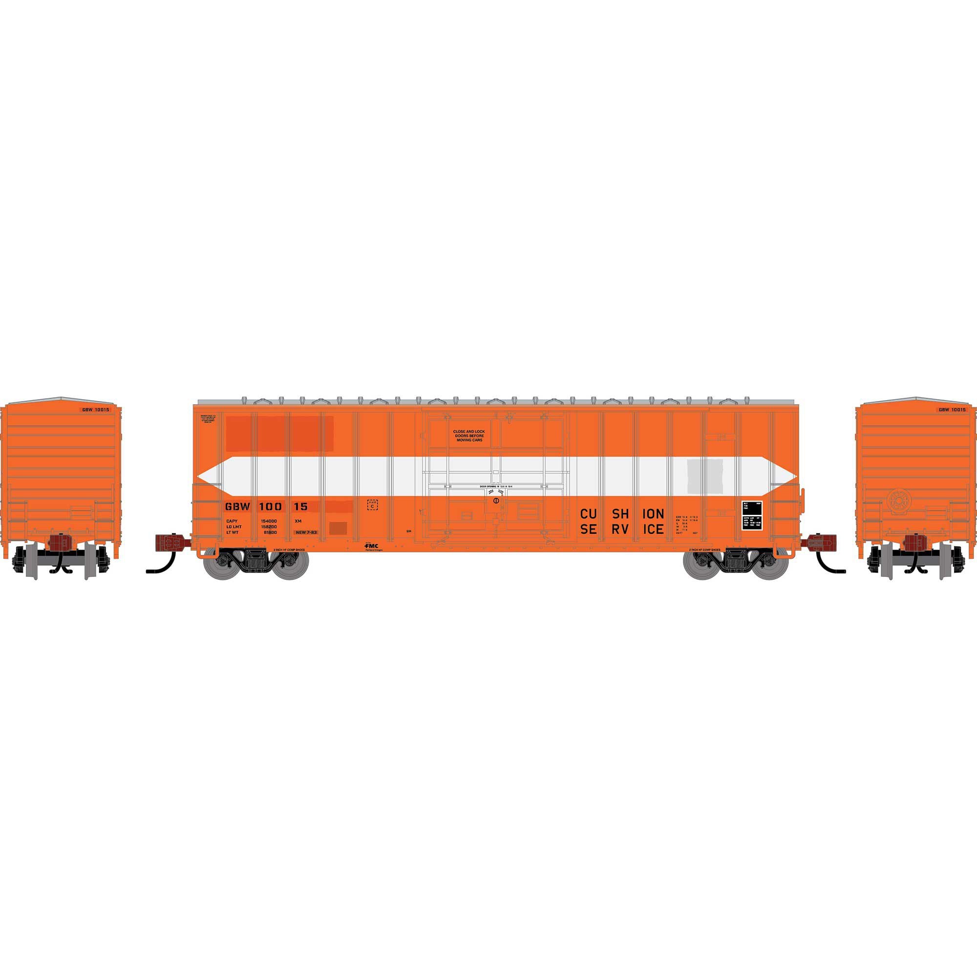 PREORDER Athearn N 2805 50' FMC 5327 12' Plug Door Box Car, Green Bay & Western #10015